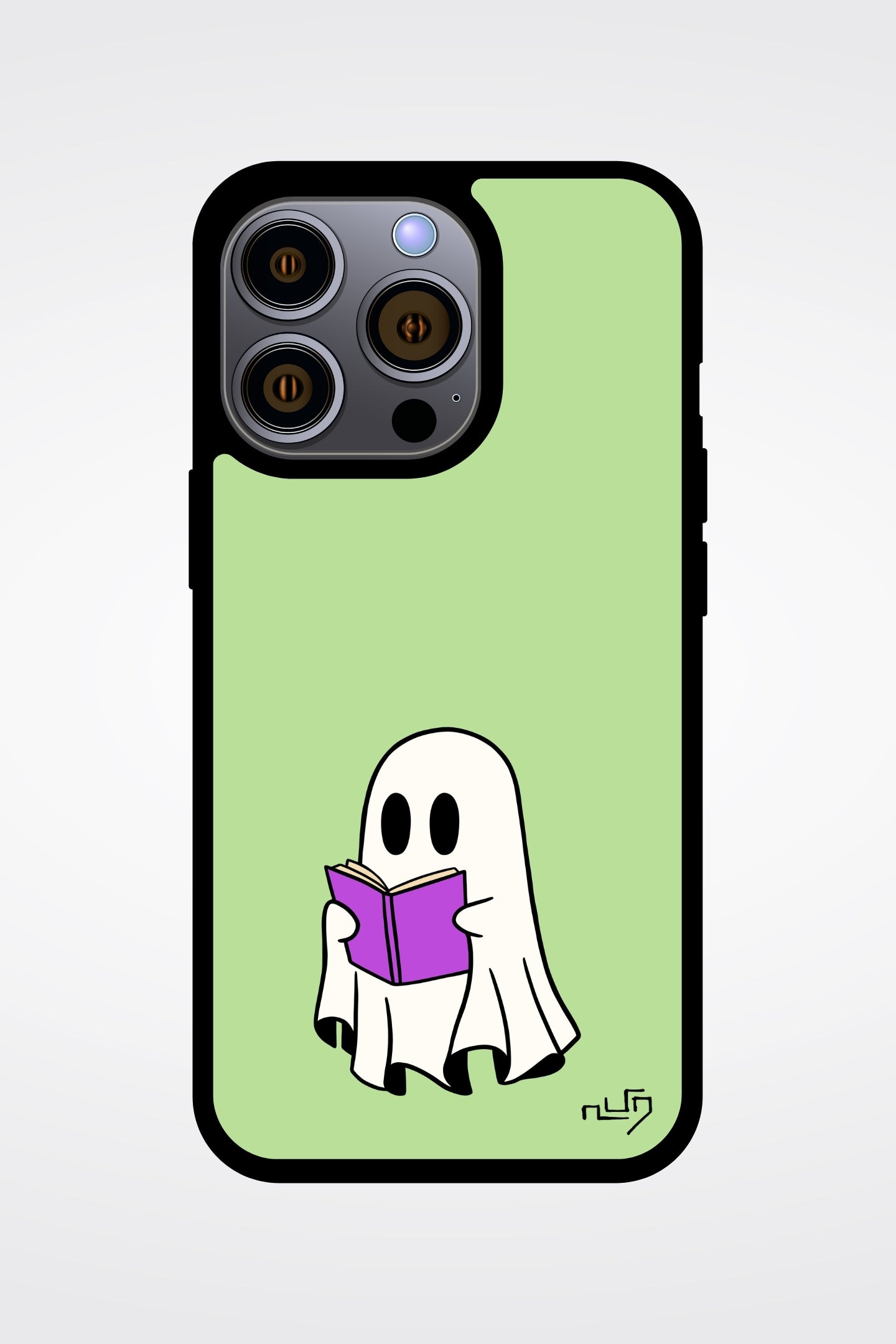 Nerdy Ghost Reading a Book iPhone Case