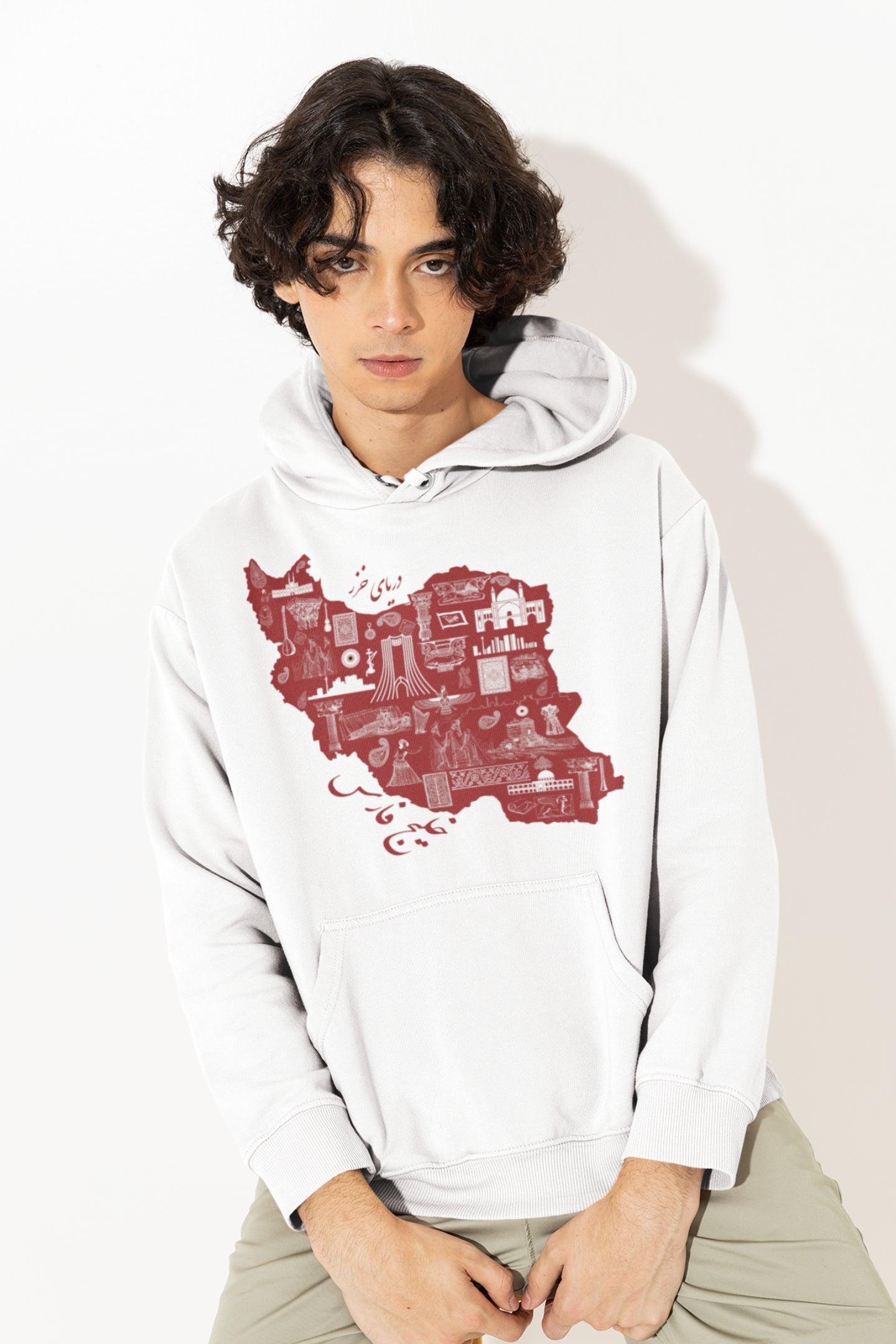 Model wearing Persian Heritage Unisex Hoodie – Veesheh