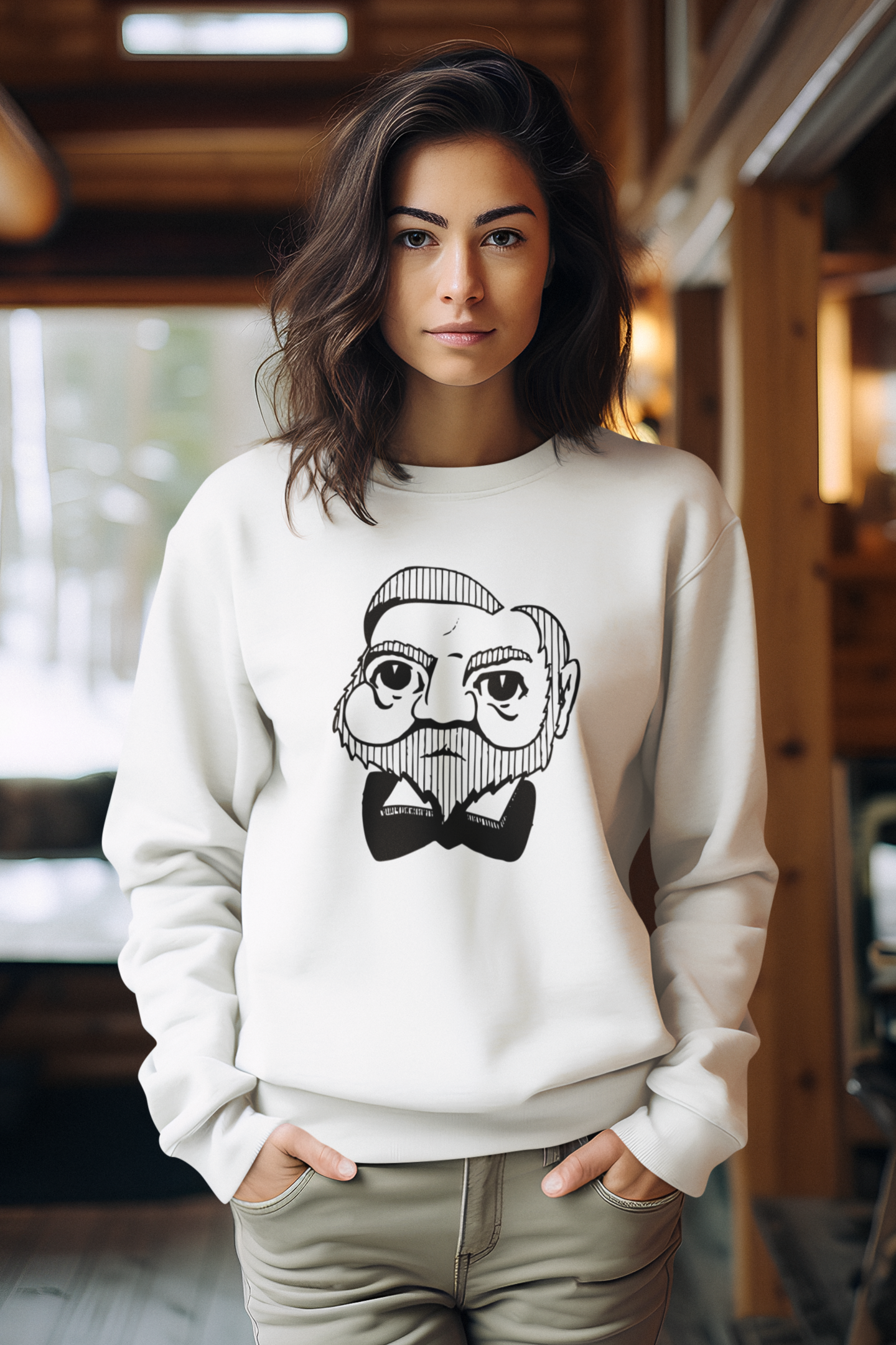 Bearded Marvel Sweatshirt – Unisex Bold Portrait Graphic Crewneck, Cozy Art-Inspired Gift