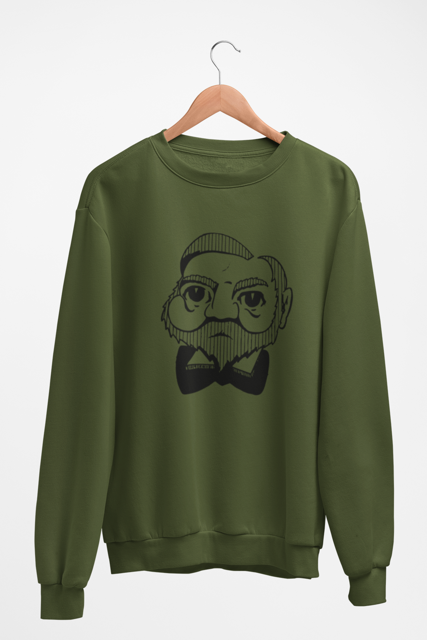Bearded Marvel Sweatshirt – Unisex Bold Portrait Graphic Crewneck, Cozy Art-Inspired Gift