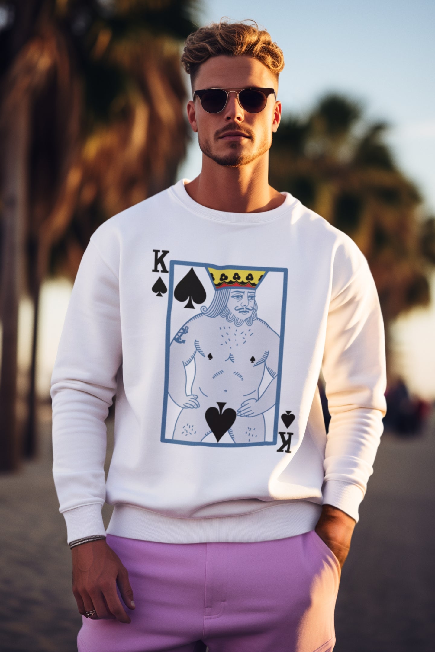 Royal Jester Sweatshirt – Unisex Vintage Crown Graphic Crewneck, Cozy Fleece Gift