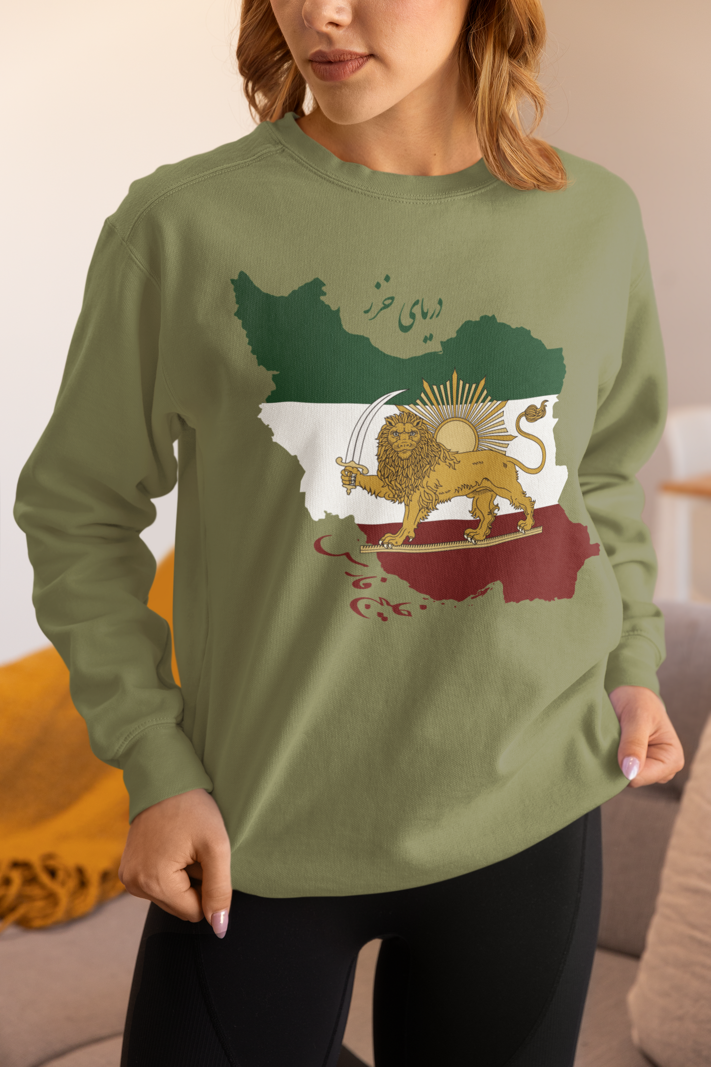 Iran Map with Shir o Khorshid Sweatshirt – Unisex Persian Cultural Crewneck