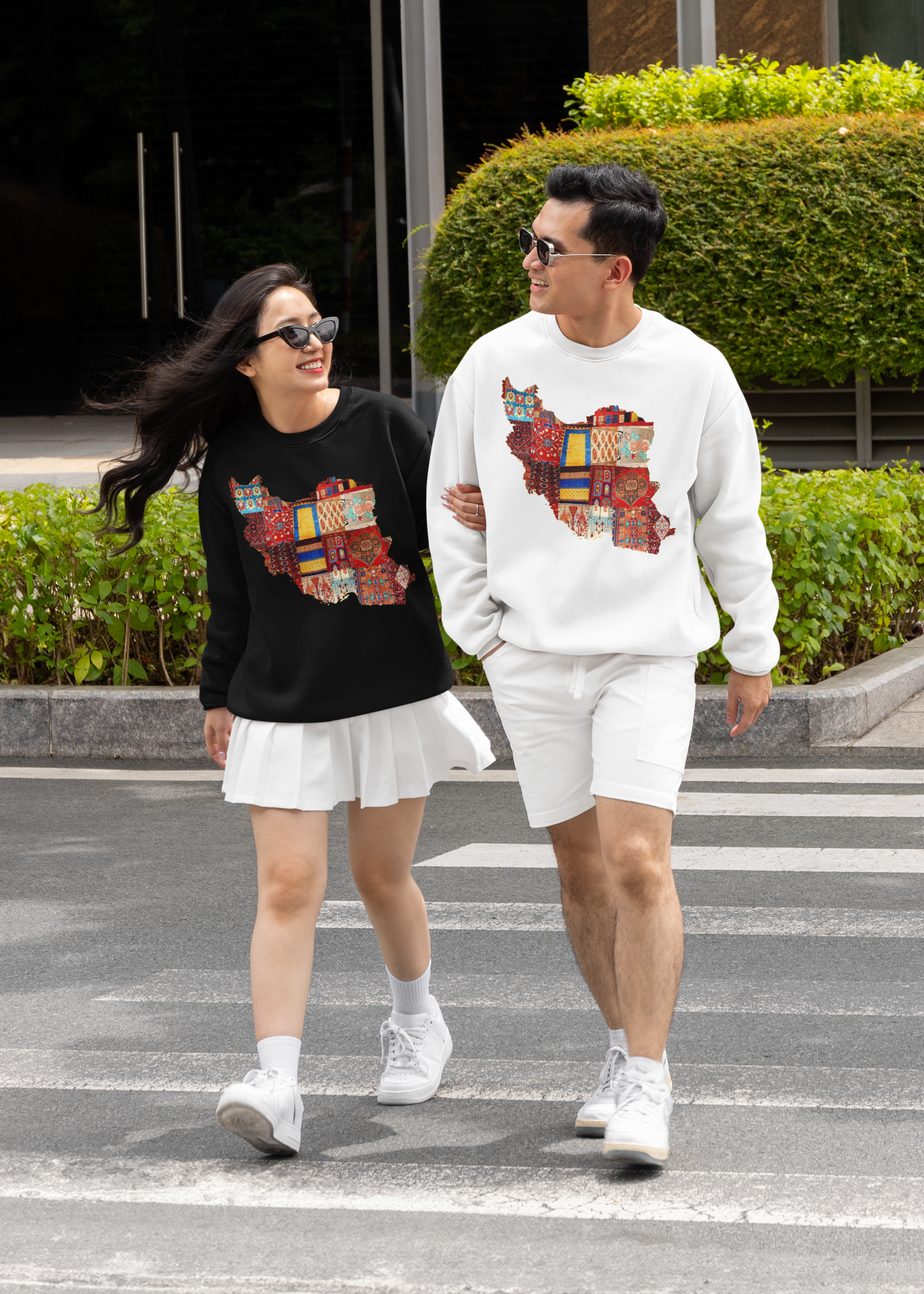 Iran Map with Rug Patterns Unisex Sweatshirt | Persian Cultural Map Sweater | Cozy Fleece Pullover | Gift for Him or Her