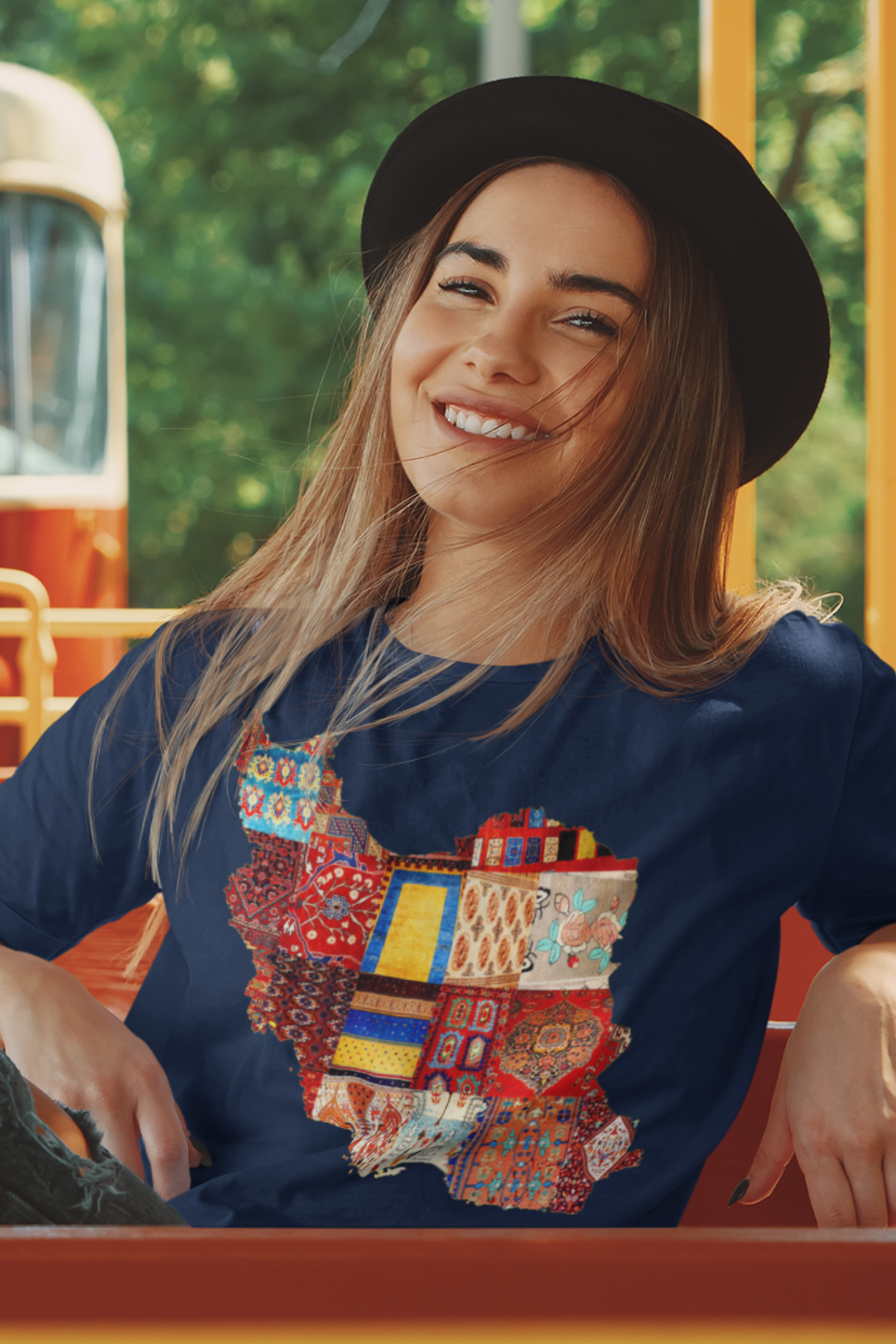 Iran Map with Rug Patterns T-shirt - Veesheh