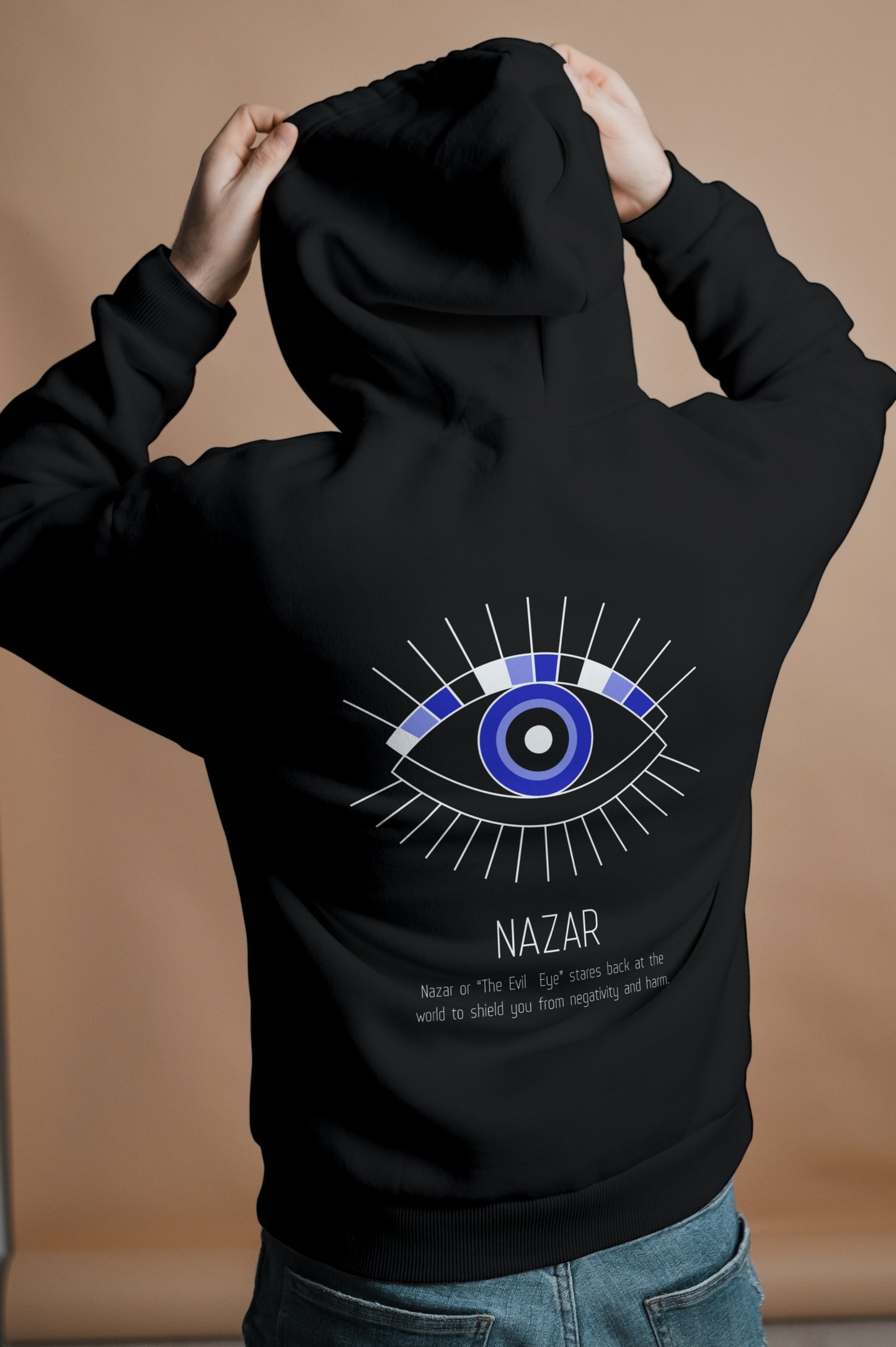 Nazar Shield Hoodie – Unisex Evil Eye Protection Graphic Pullover, Cozy Cultural Streetwear