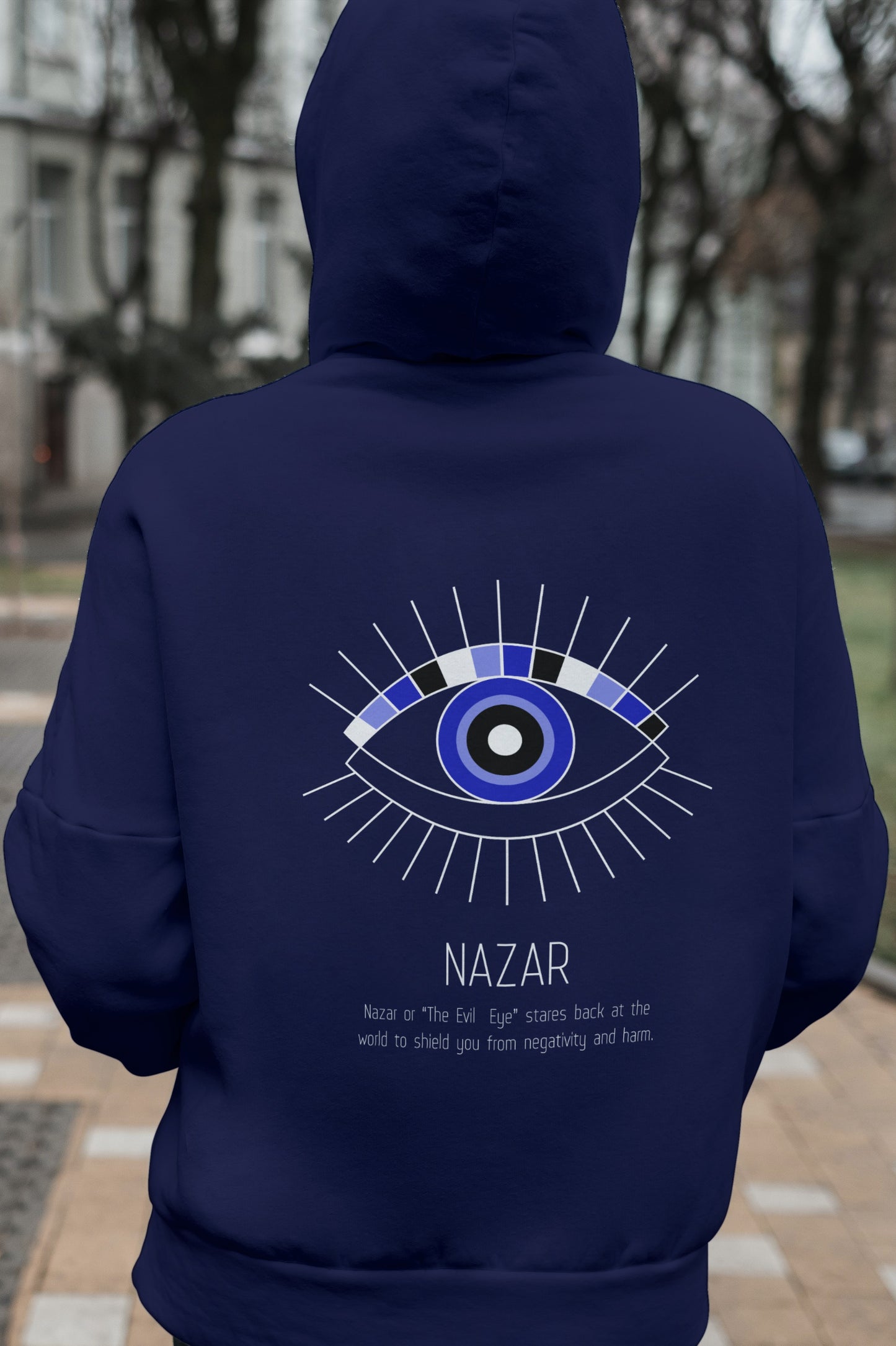 Nazar Shield Hoodie – Unisex Evil Eye Protection Graphic Pullover, Cozy Cultural Streetwear
