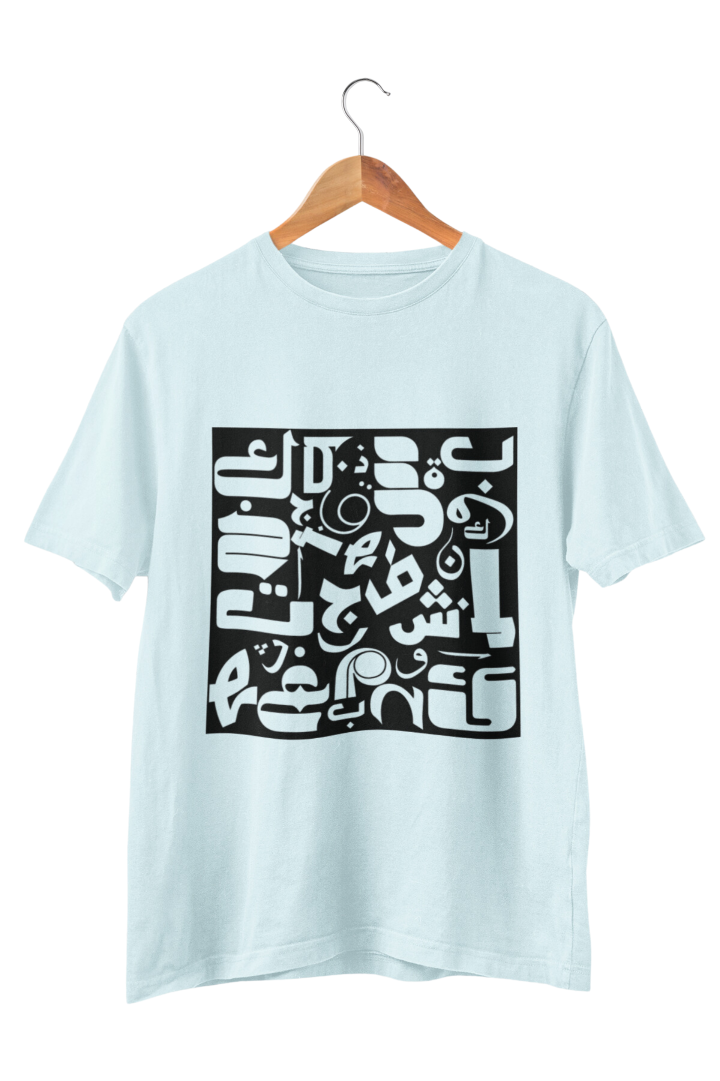 Unisex T-shirt in soft cotton with shuffled Farsi letters design – Veesheh