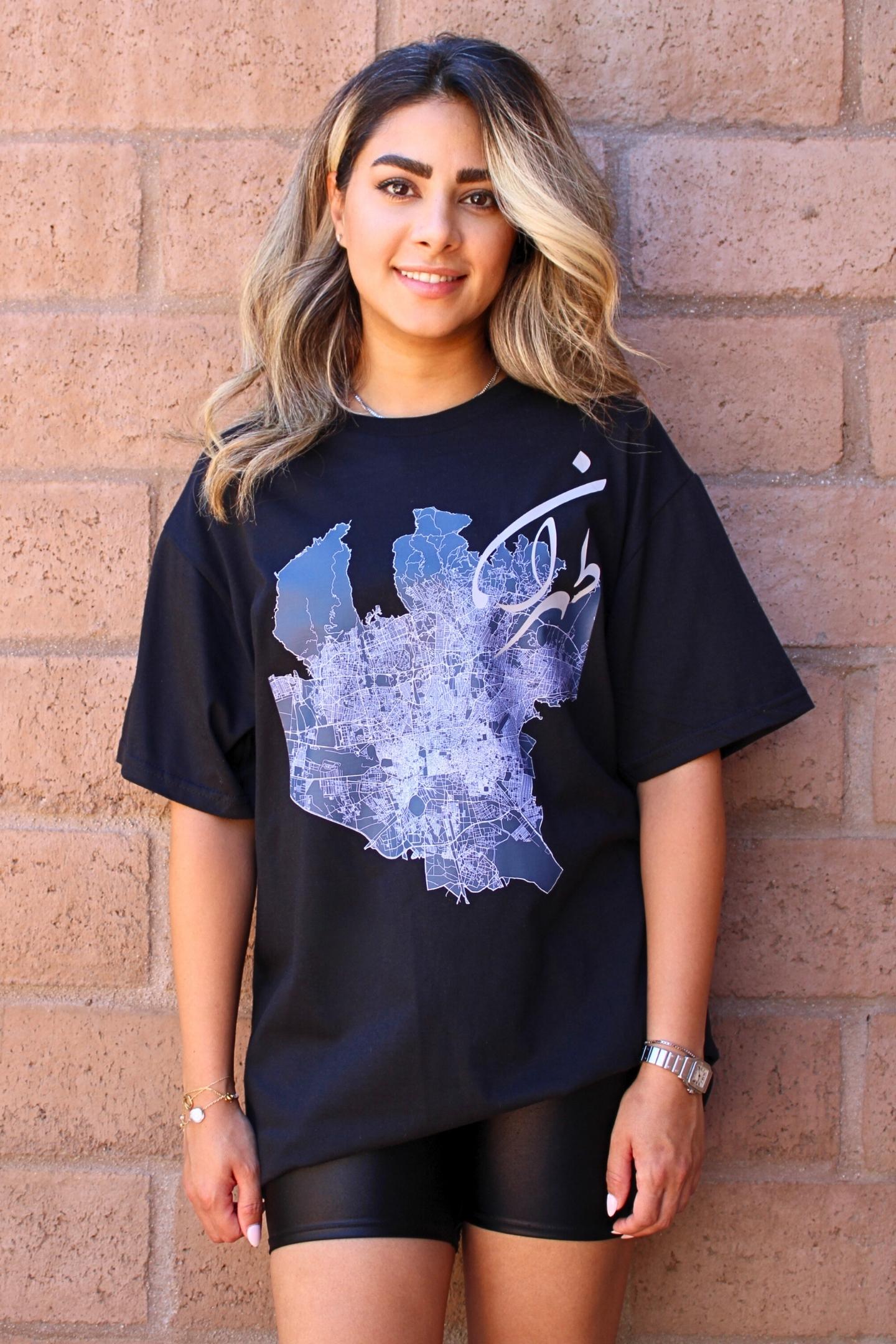 Unisex soft cotton T-shirt with Tehran area map graphic – Veesheh