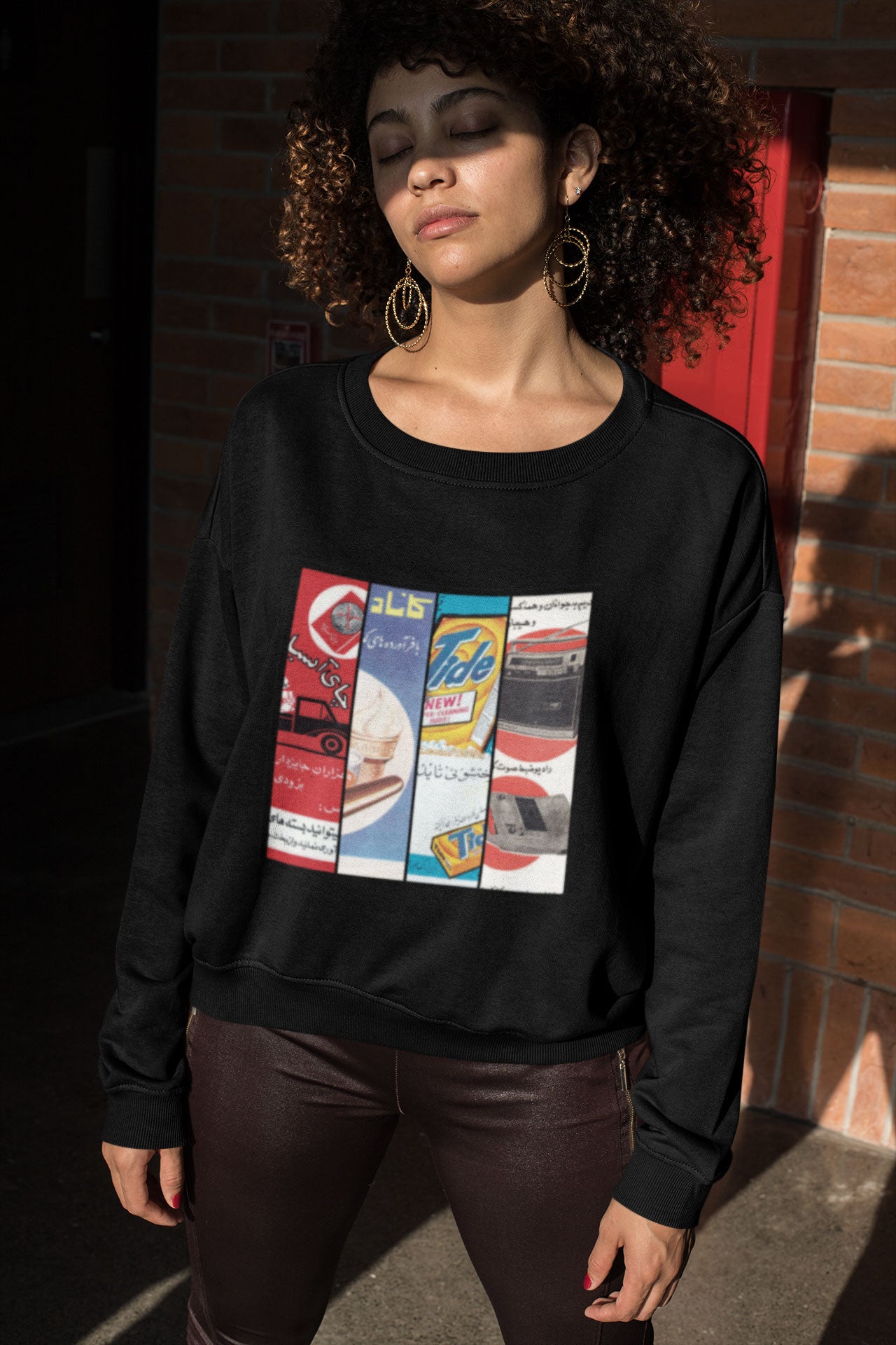 Persian Nostalgic Graphic Unisex Sweatshirt - Black, XL