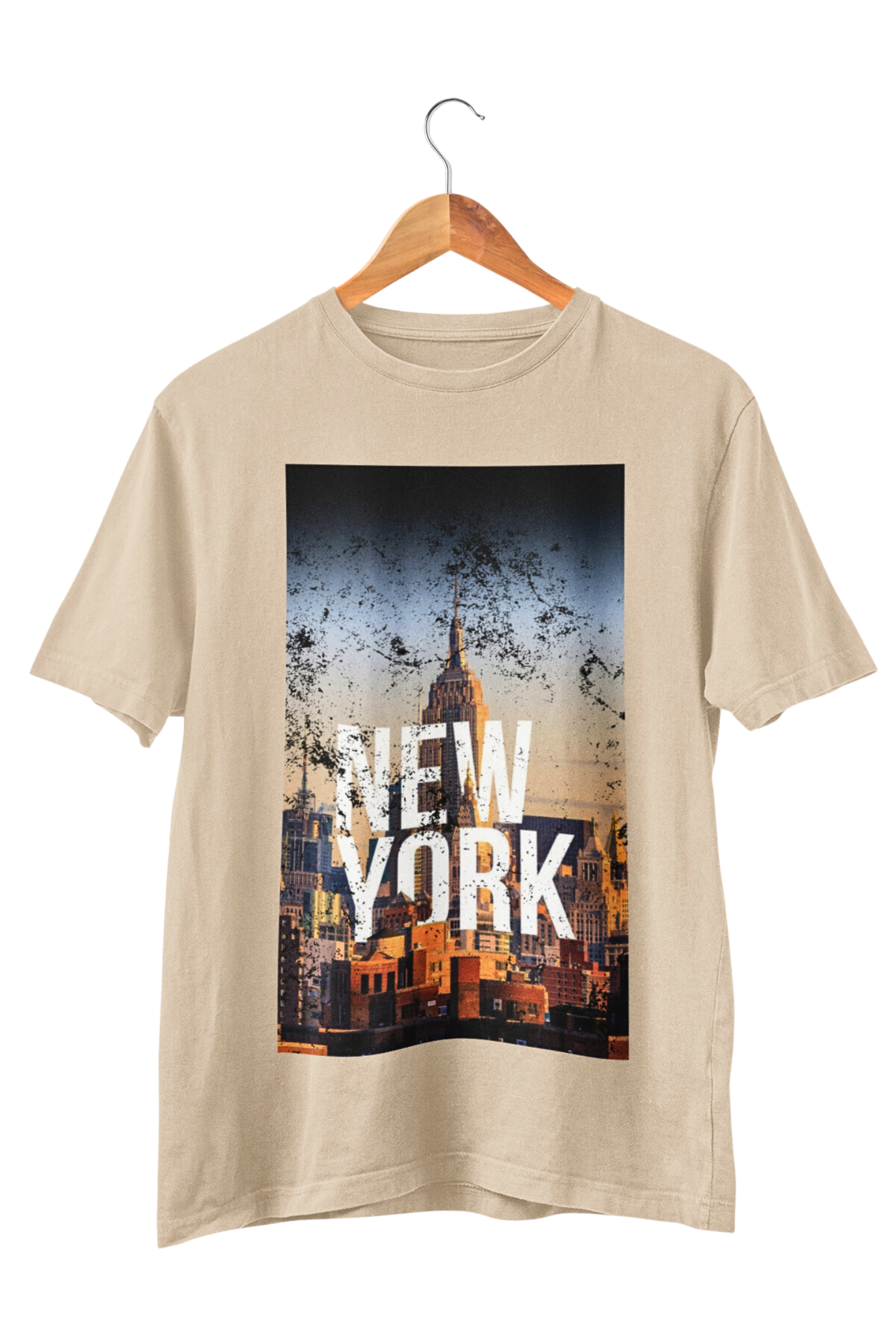 Close-up of New York Wand erlust print on ring-spun cotton tee – Veesheh