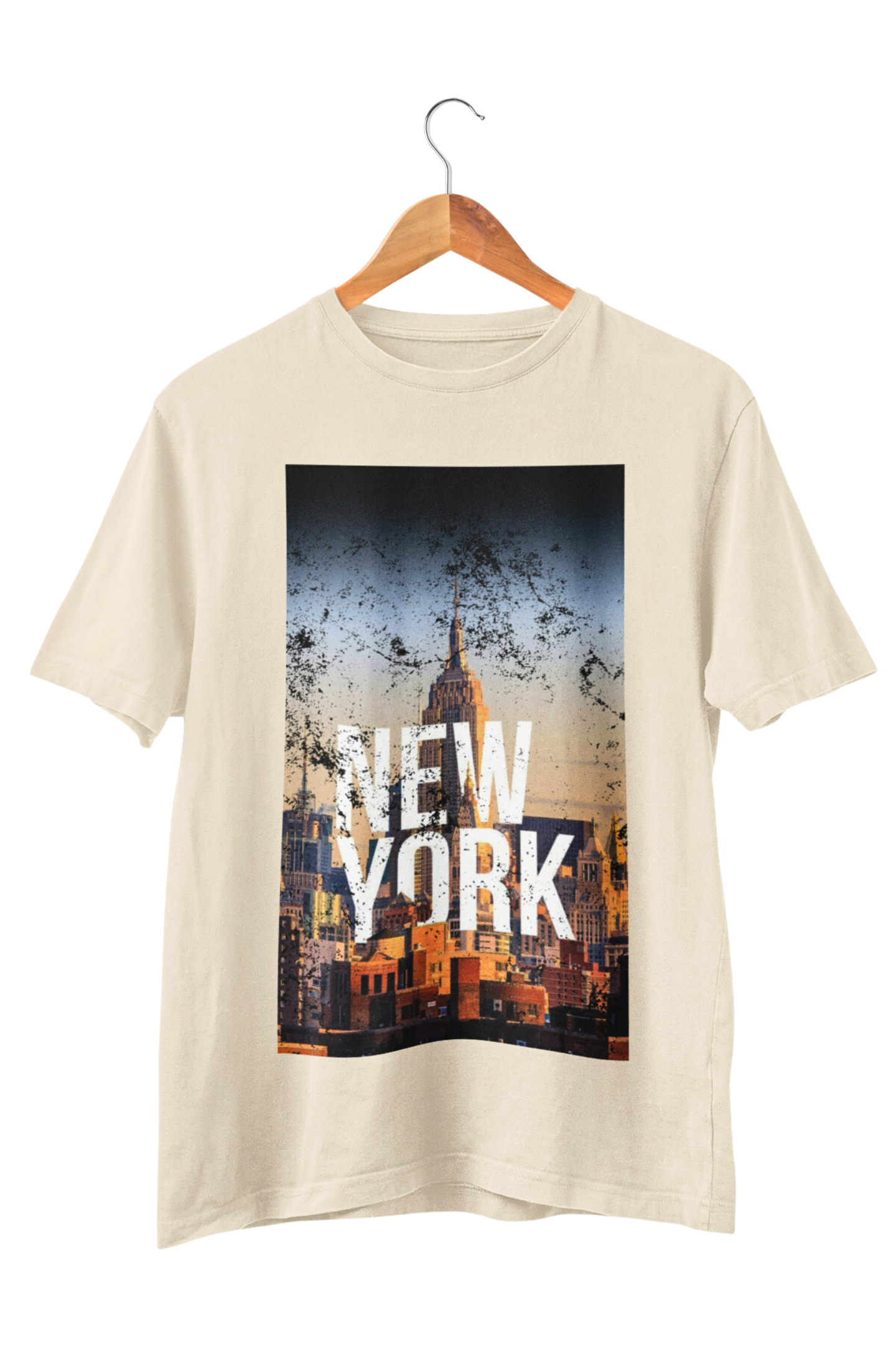 Close-up of New York Wand erlust print on ring-spun cotton tee – Veesheh