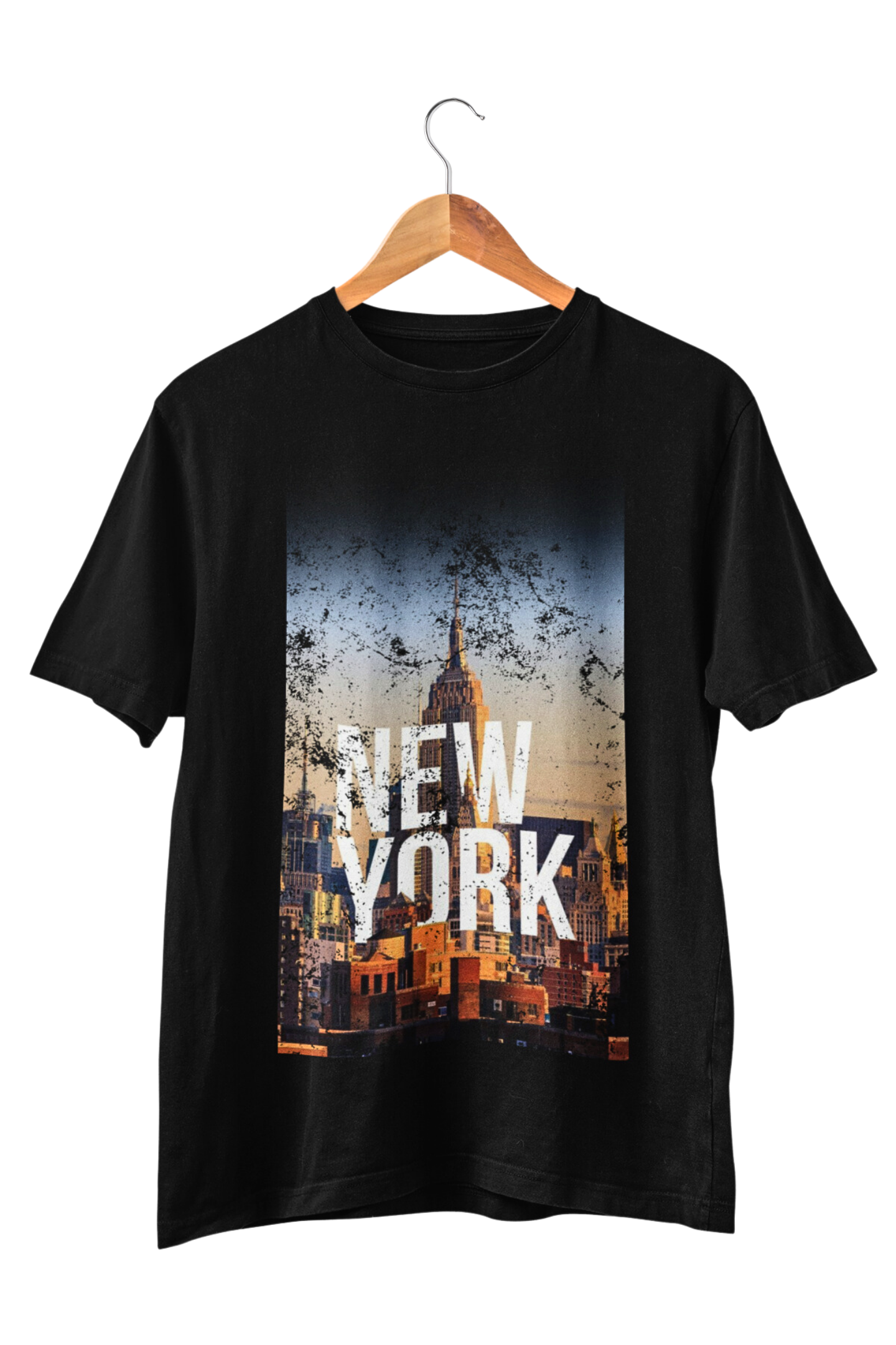 Close-up of New York Wand erlust print on ring-spun cotton tee – Veesheh