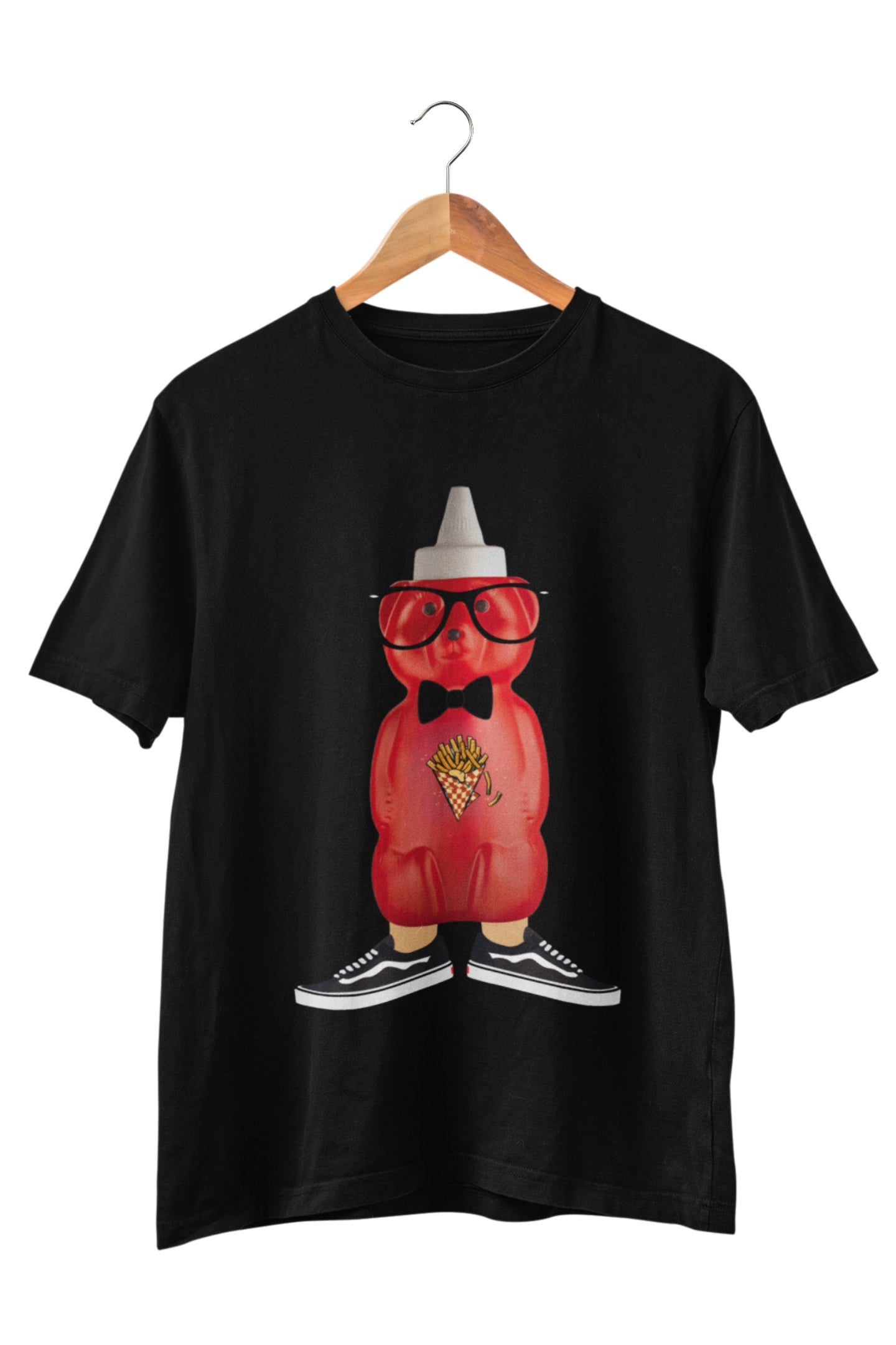 Close-up of Persian Ketchup Khersi graphic on ring-spun cotton tee – Veesheh