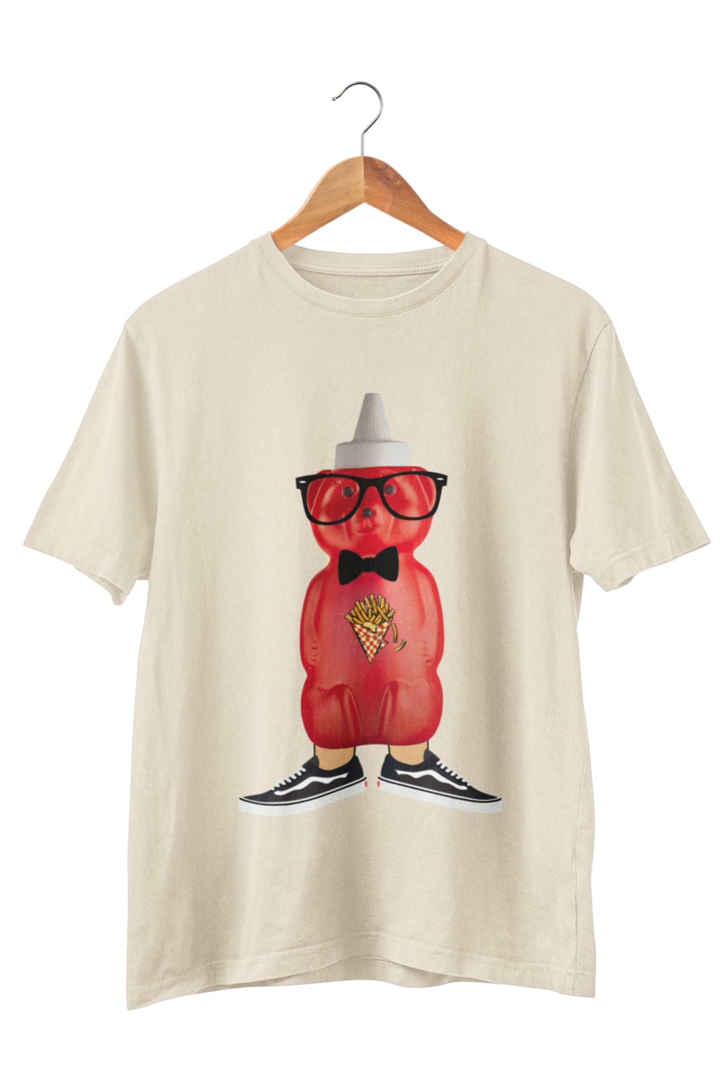 Close-up of Persian Ketchup Khersi graphic on ring-spun cotton tee – Veesheh