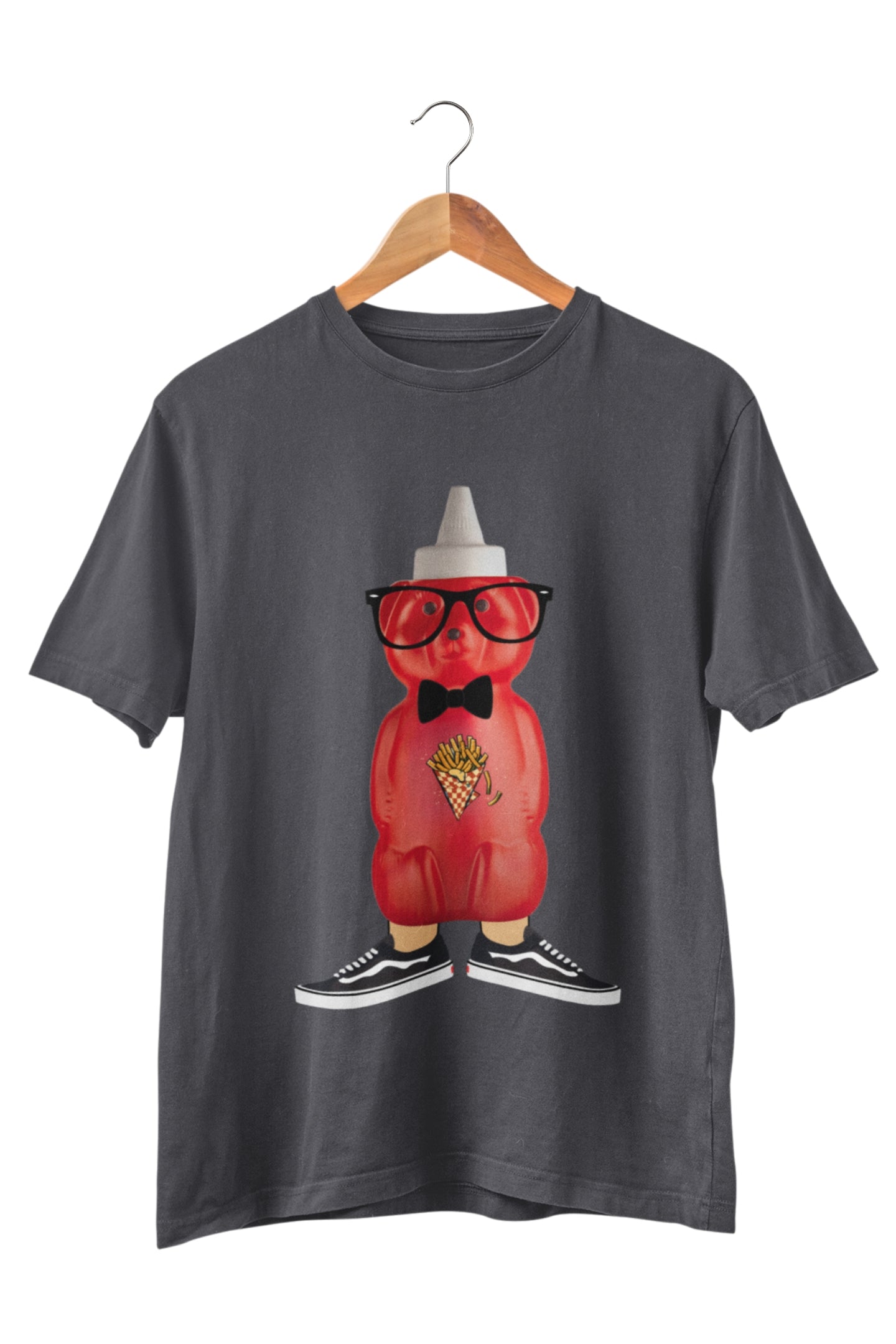Close-up of Persian Ketchup Khersi graphic on ring-spun cotton tee – Veesheh