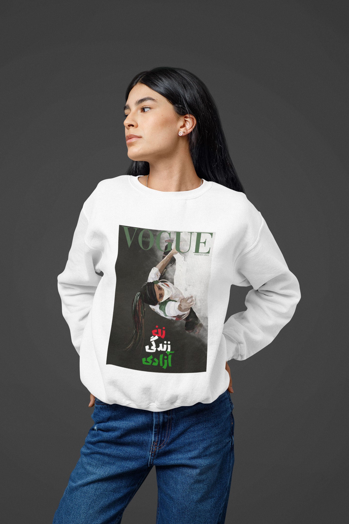 Zan Zendegi Azadi – Iran vogue Sweatshirt - White, S