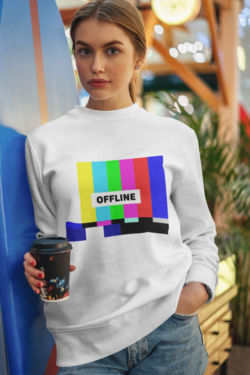 OFFLINE Graphic Print Sweatshirt - White, XL