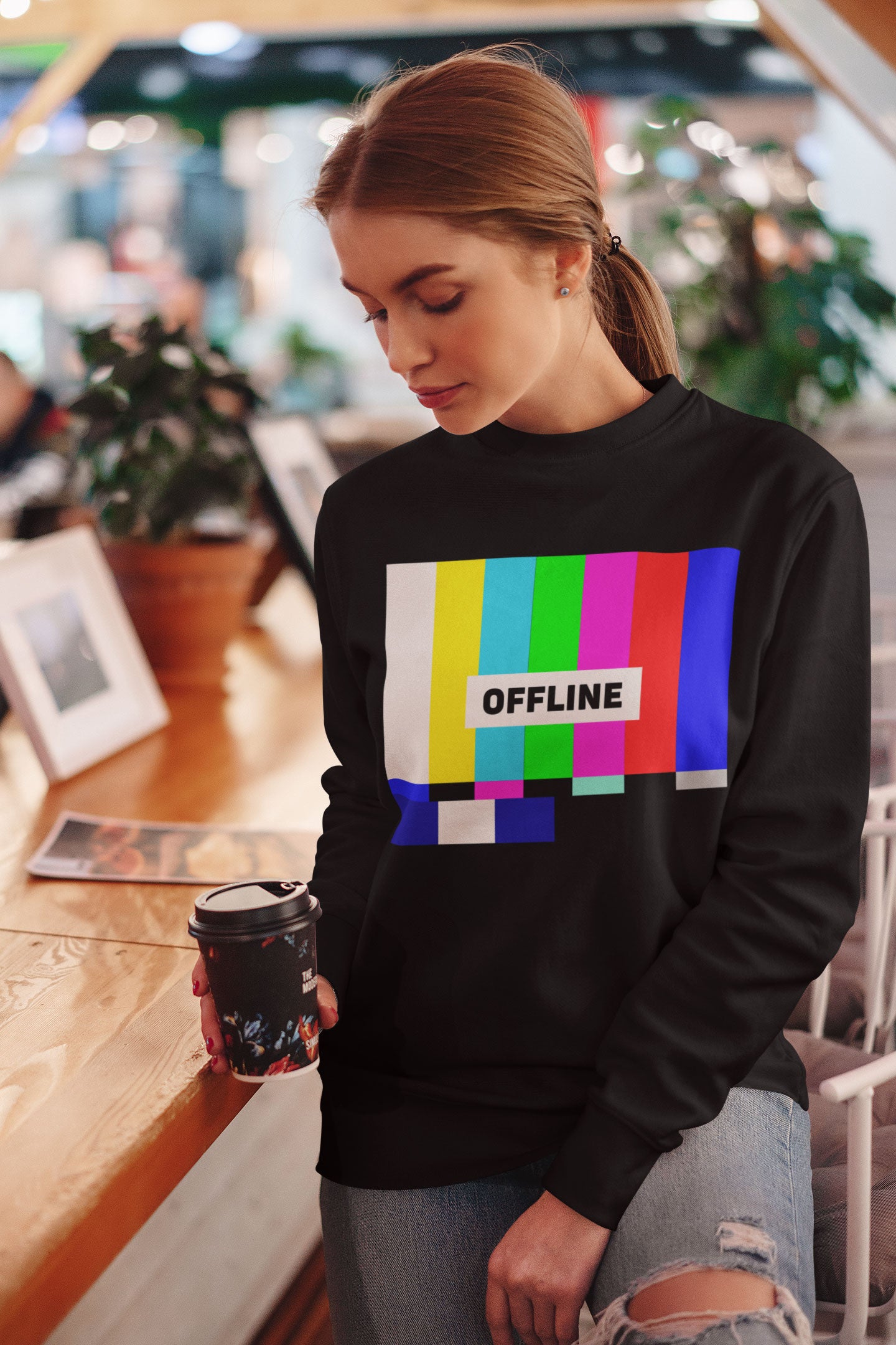OFFLINE Graphic Print Sweatshirt - Black, XL