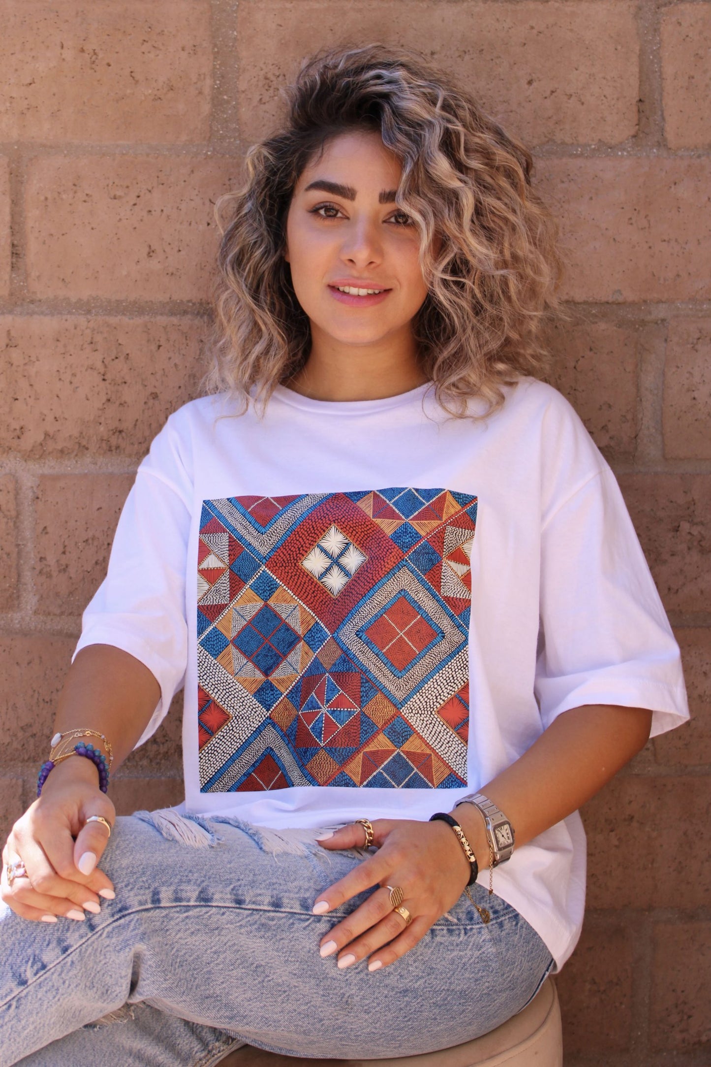 Persian Rug Women Boxy T-shirt - White, XL