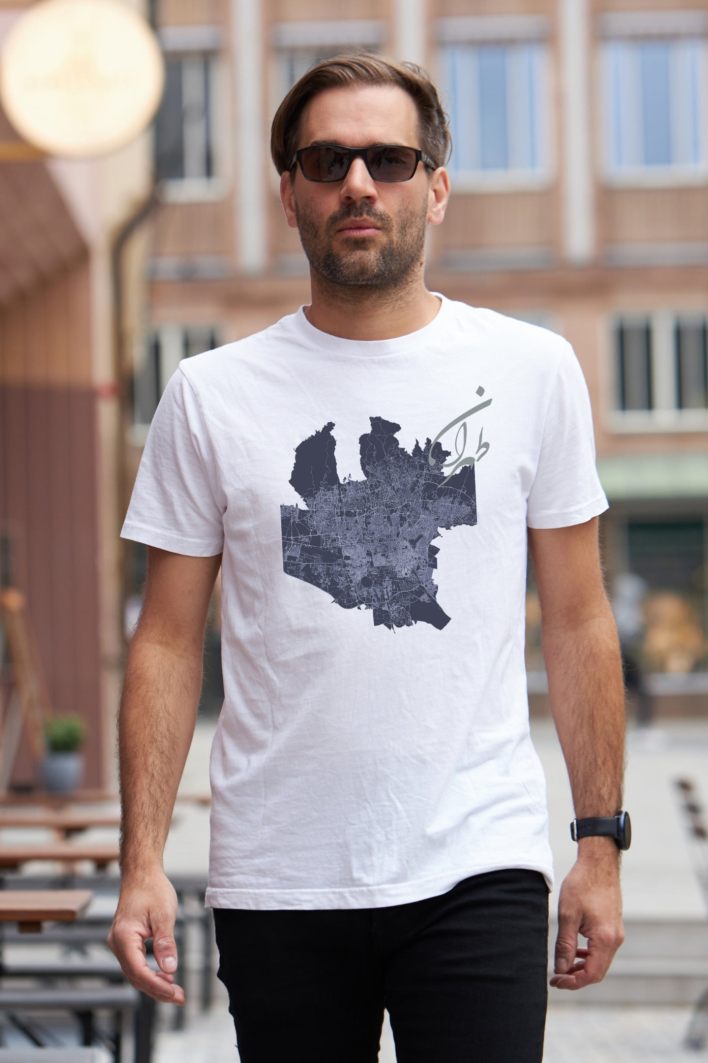 Unisex soft cotton T-shirt with Tehran area map graphic – Veesheh