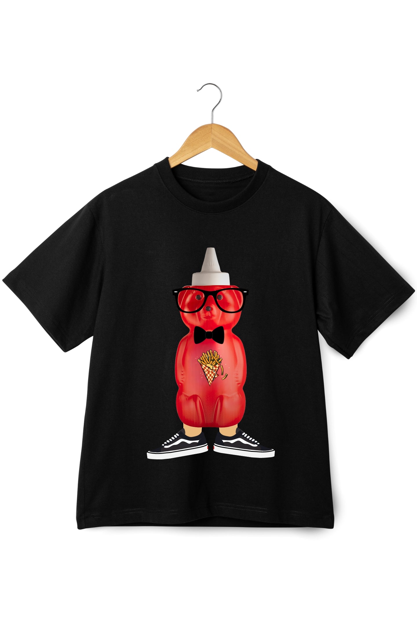 Close-up of Persian Ketchup Khersi graphic on ring-spun cotton tee – Veesheh
