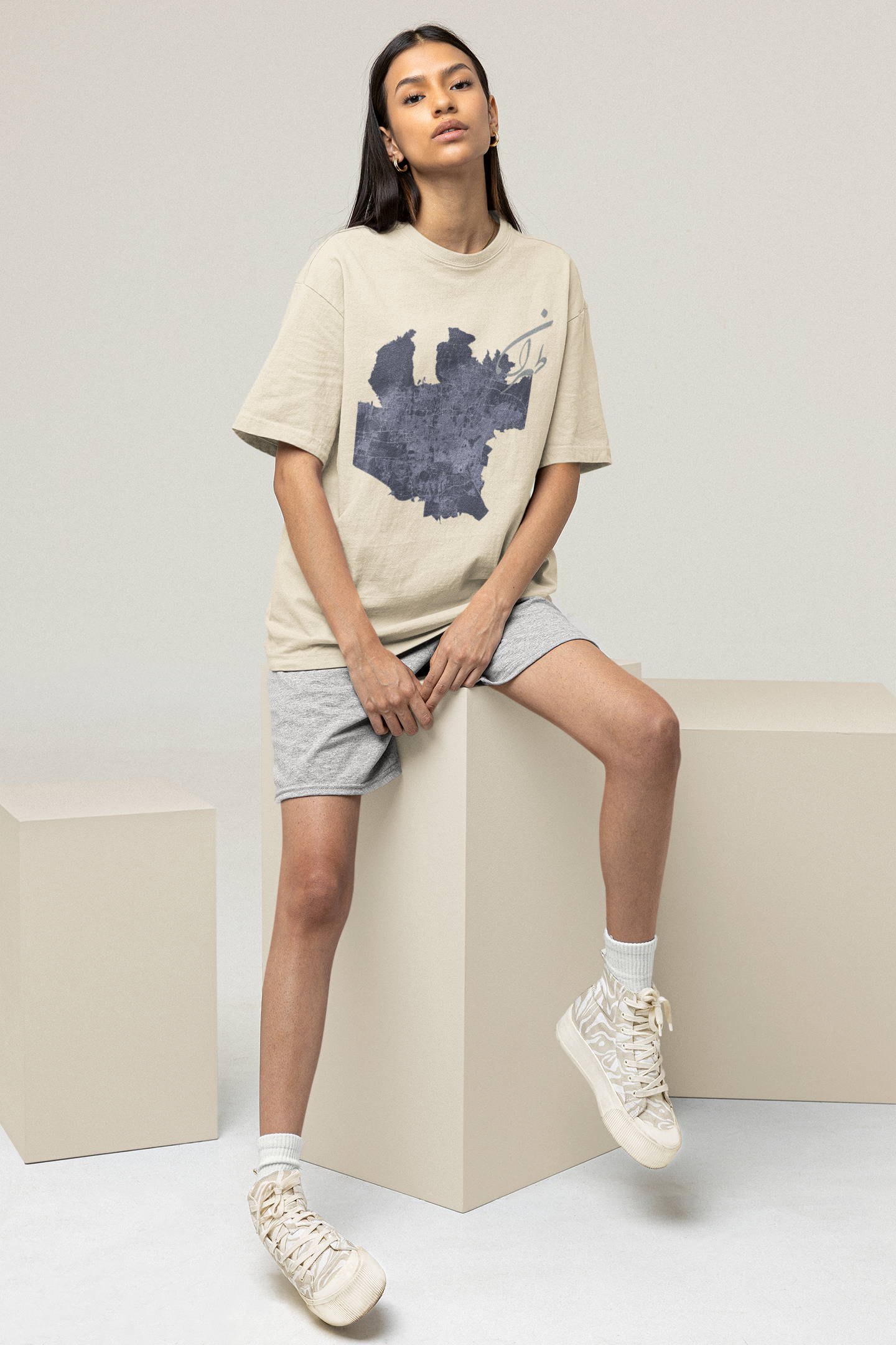 Unisex soft cotton T-shirt with Tehran area map graphic – Veesheh