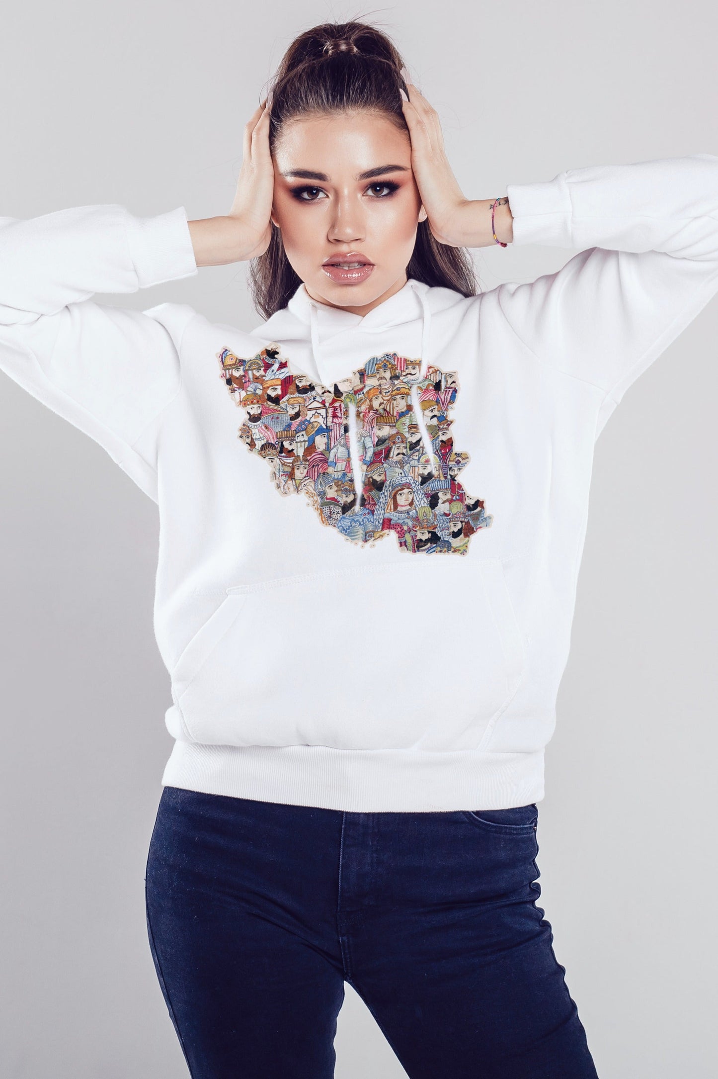 Unisex fleece hoodie with Ancient Kings map of Iran graphic – Veesheh