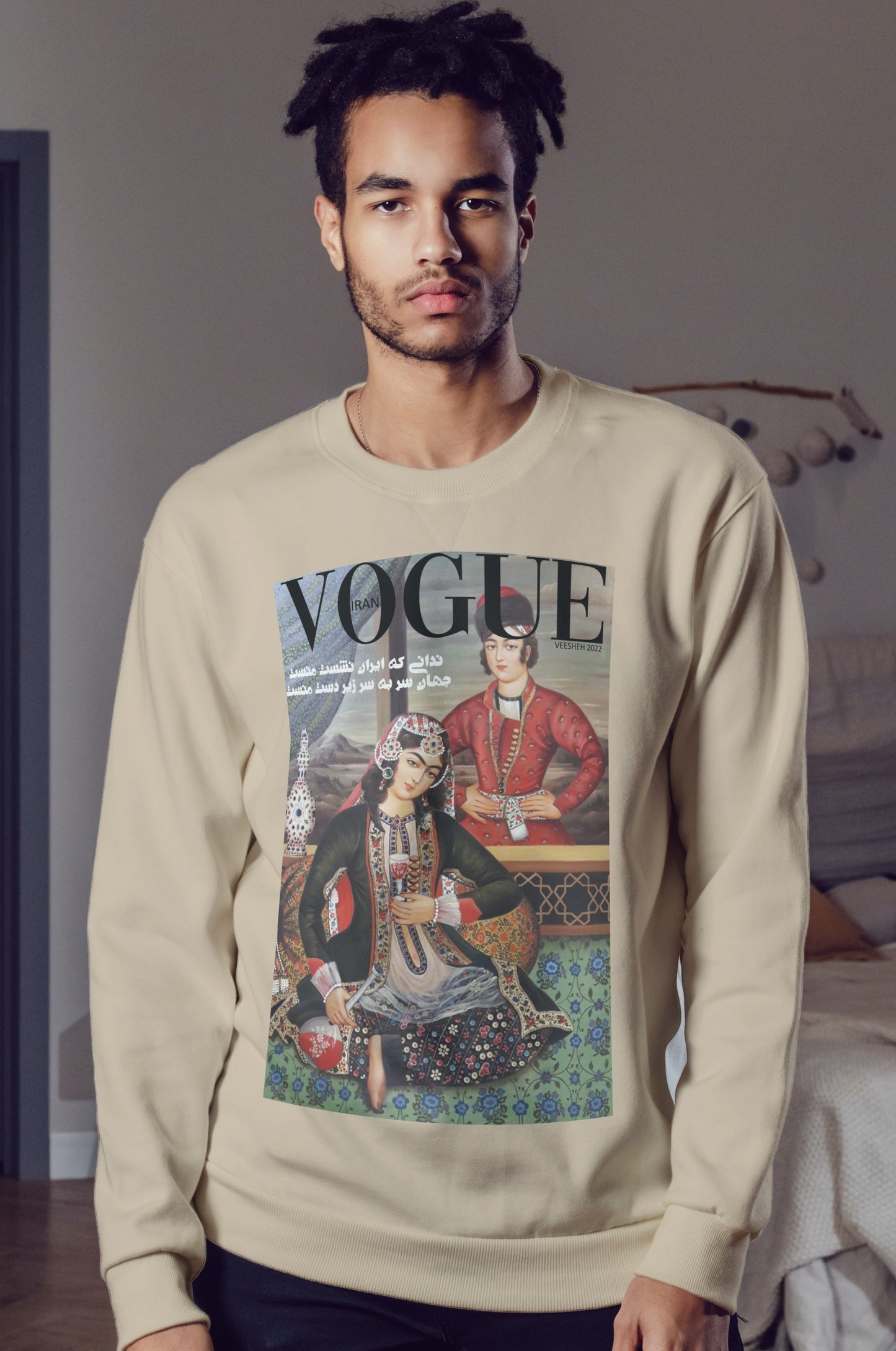 Model wearing Ancient Persian Couple Vogue unisex sweatshirt – Veesheh