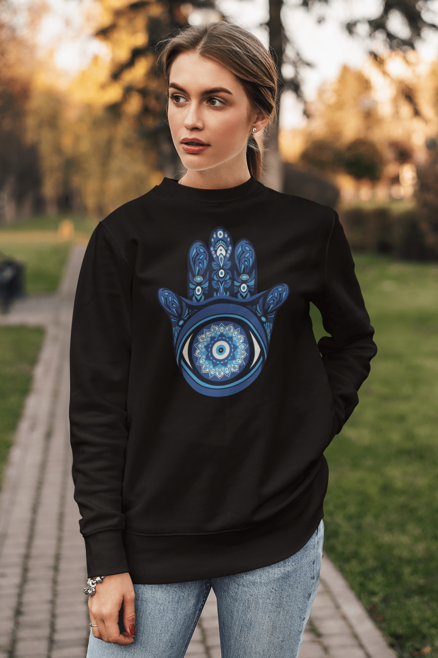 Blue Hamsa Hand Unisex Sweatshirt - Veesheh
