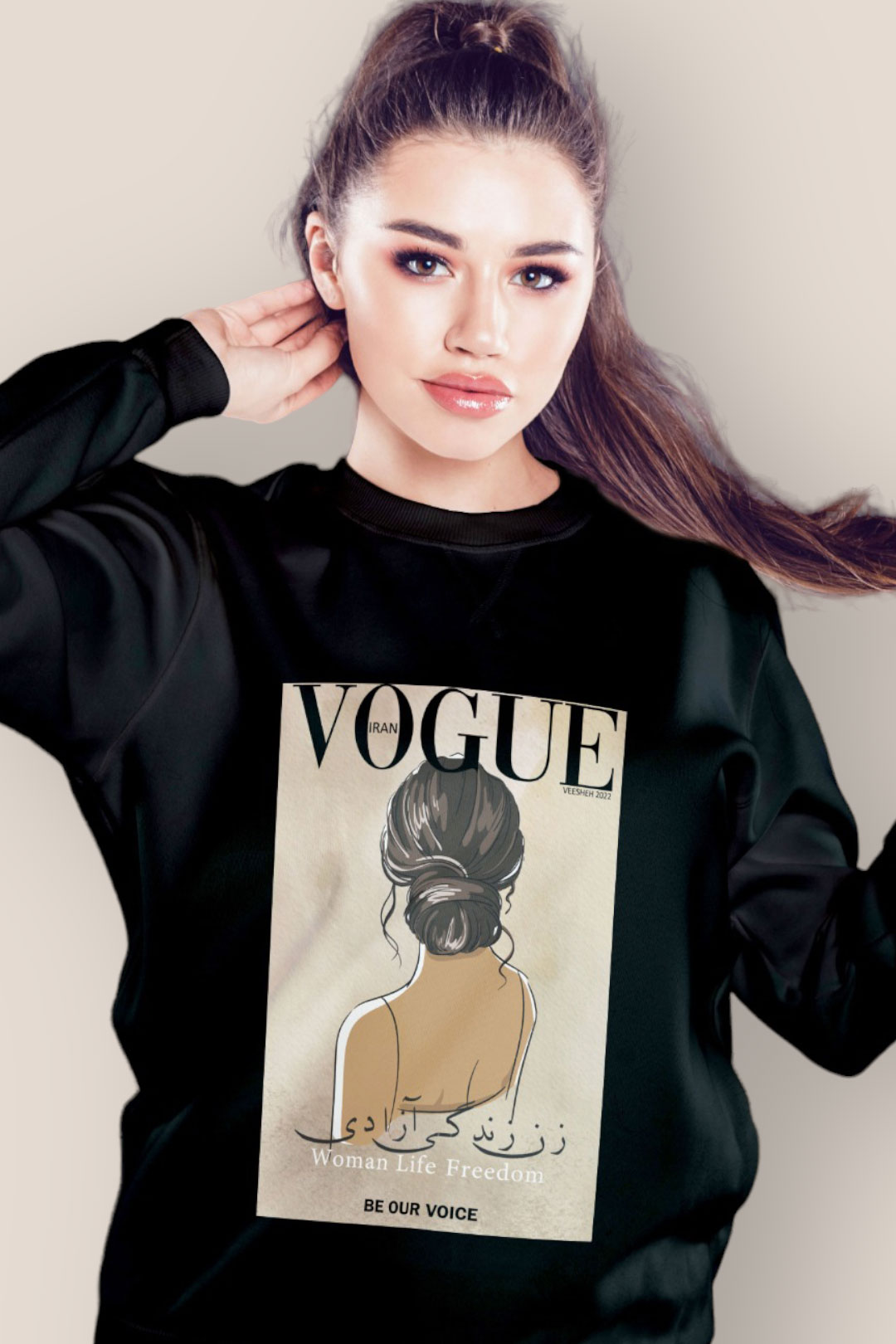 Woman Life Freedom – Iran Vogue Sweatshirt - Black, XL