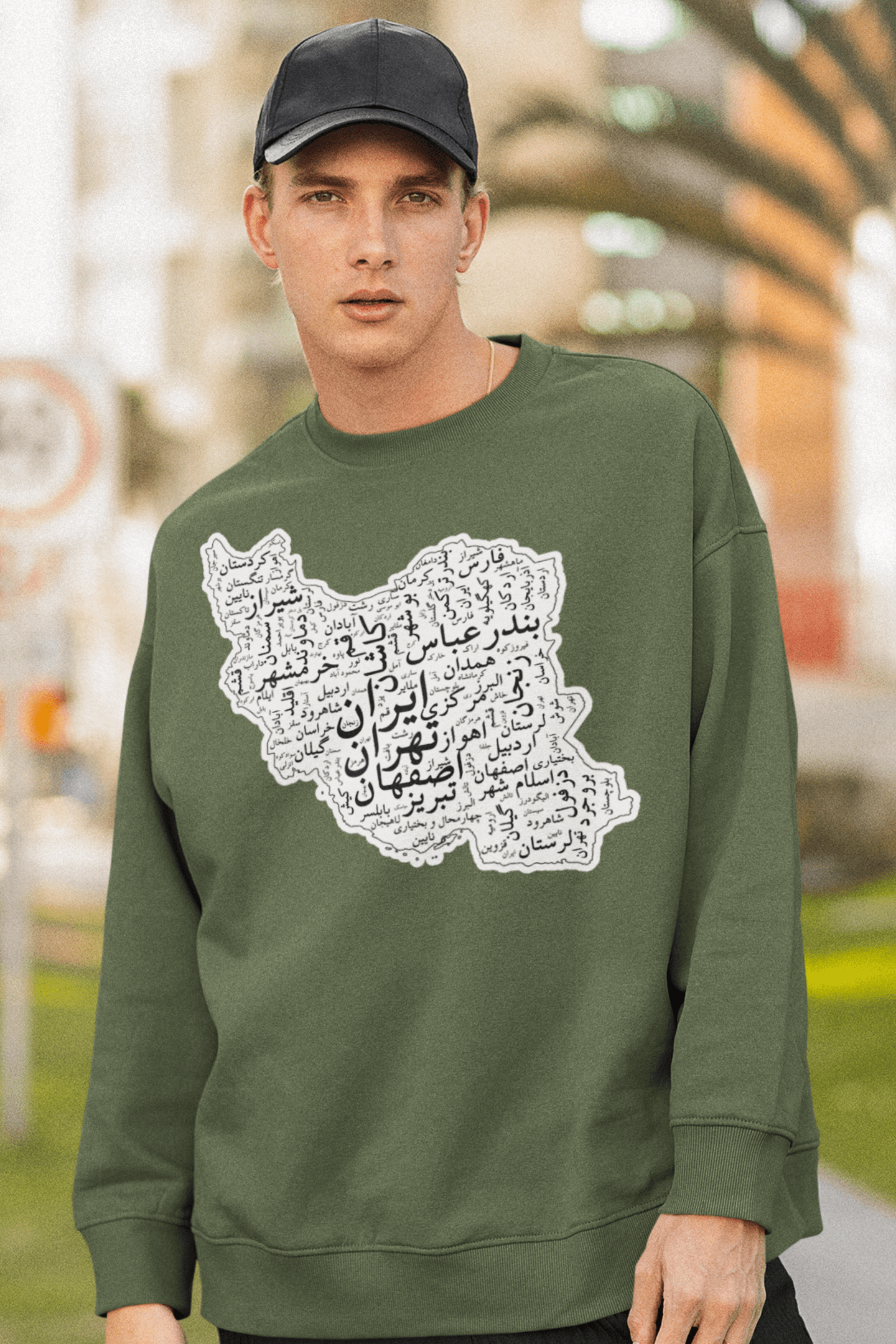 Iran Cities Retro Map Unisex Sweatshirt - Veesheh