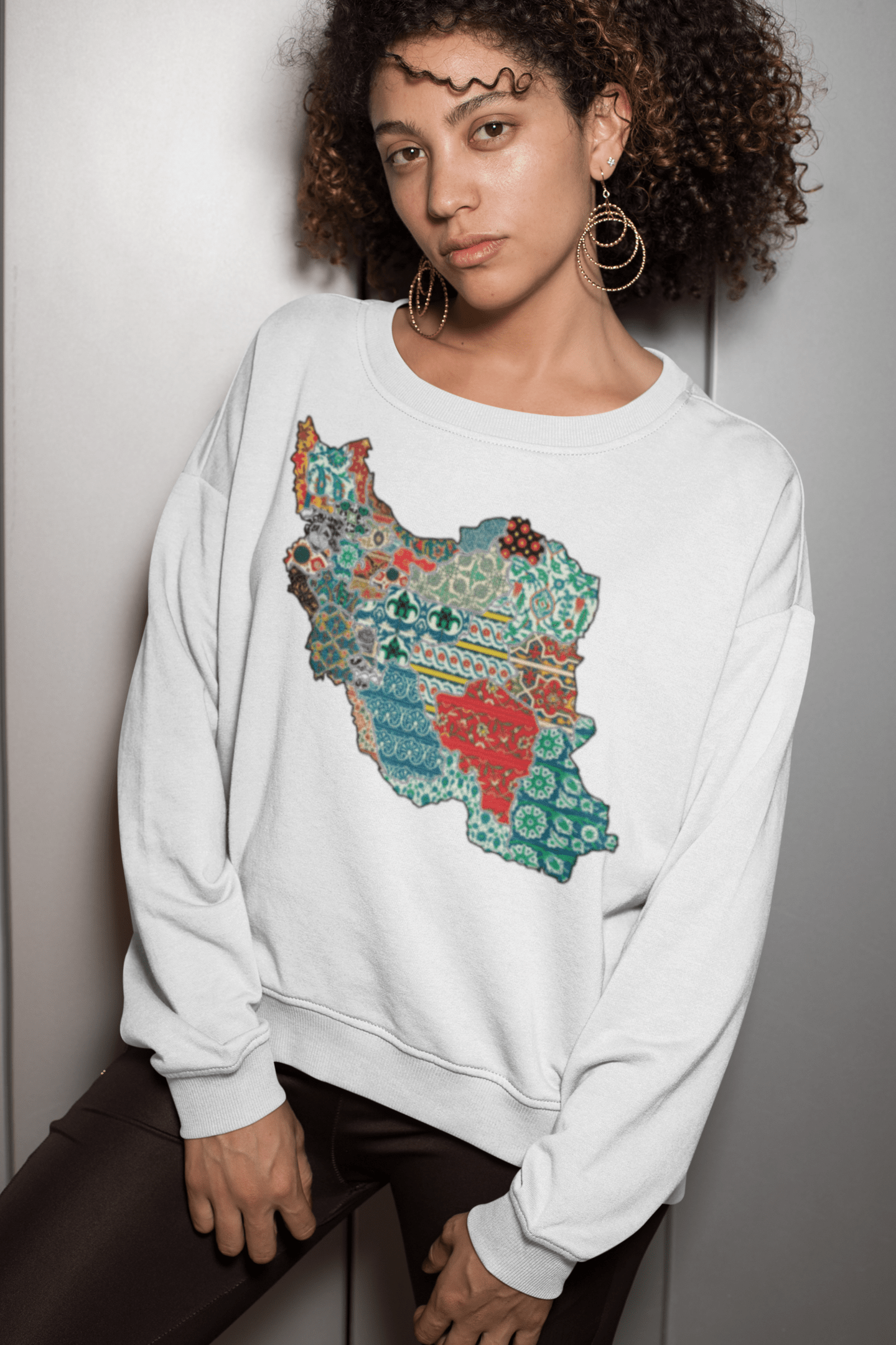 Iran Map with Artistic Patterns Unisex Sweatshirt - Veesheh