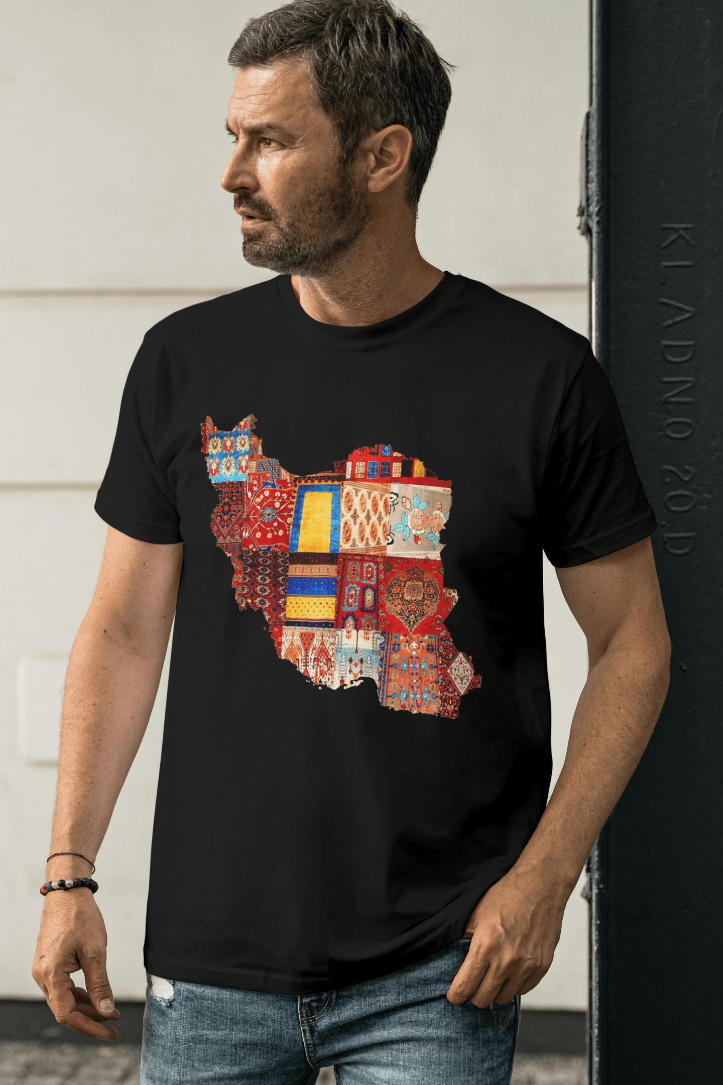 Iran Map with Rug Patterns T-shirt - Veesheh