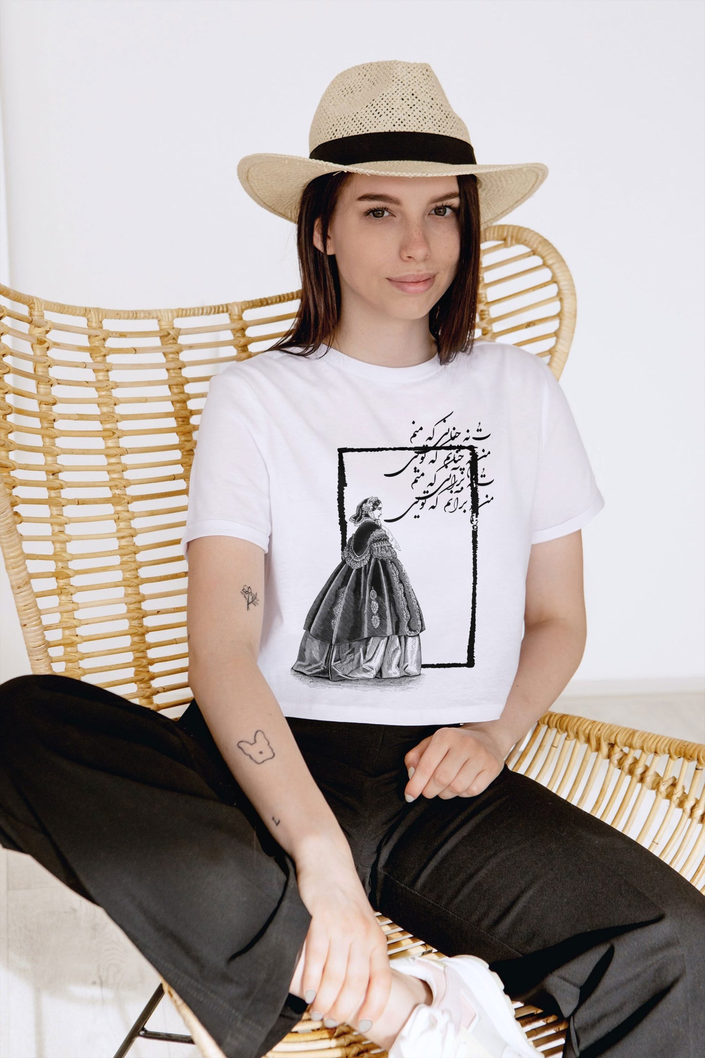 Victorian Lady With Poem Women Boxy T-shirt - White, L