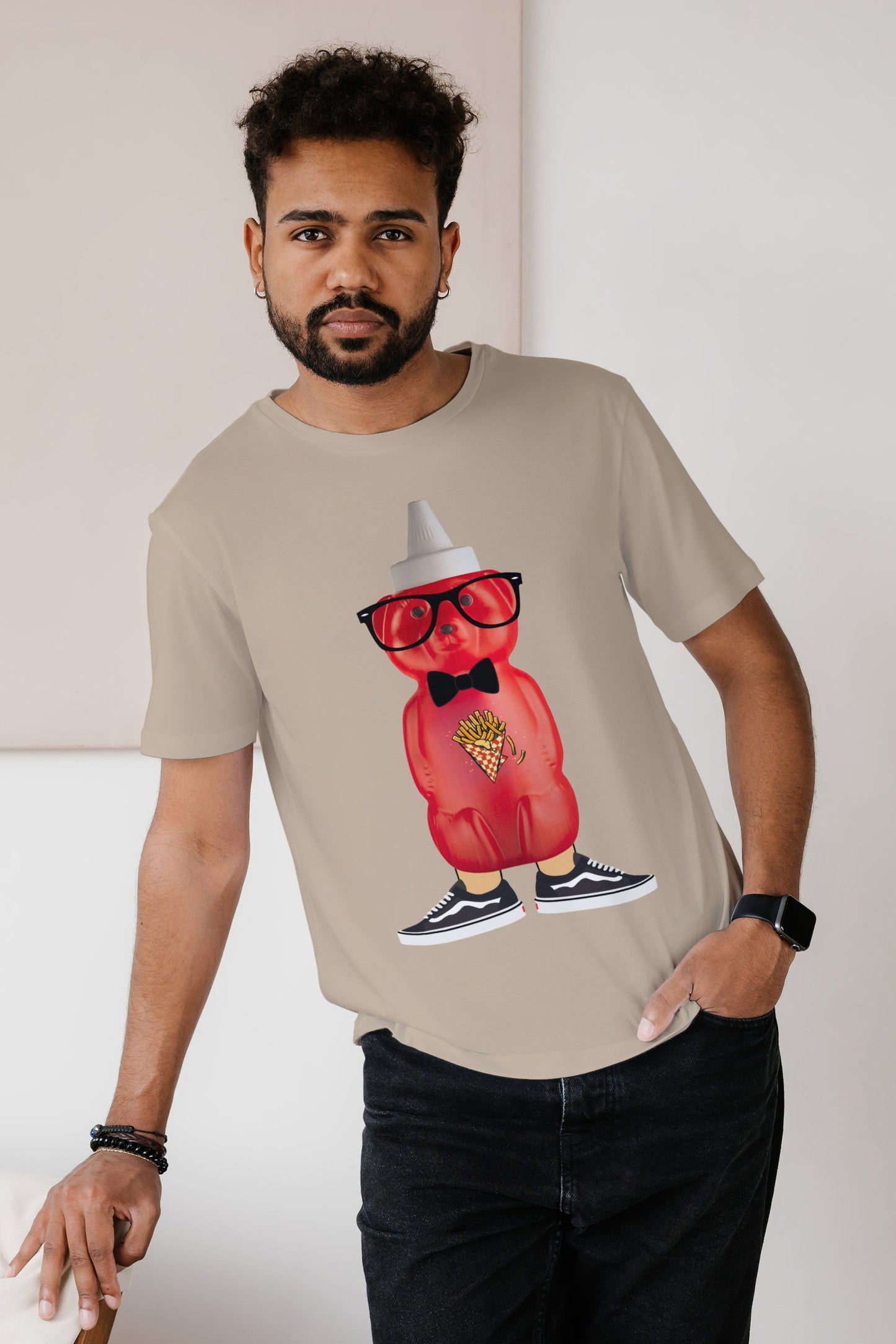 Model wearing Persian Ketchup Khersi T-shirt, classic unisex fit – Veesheh
