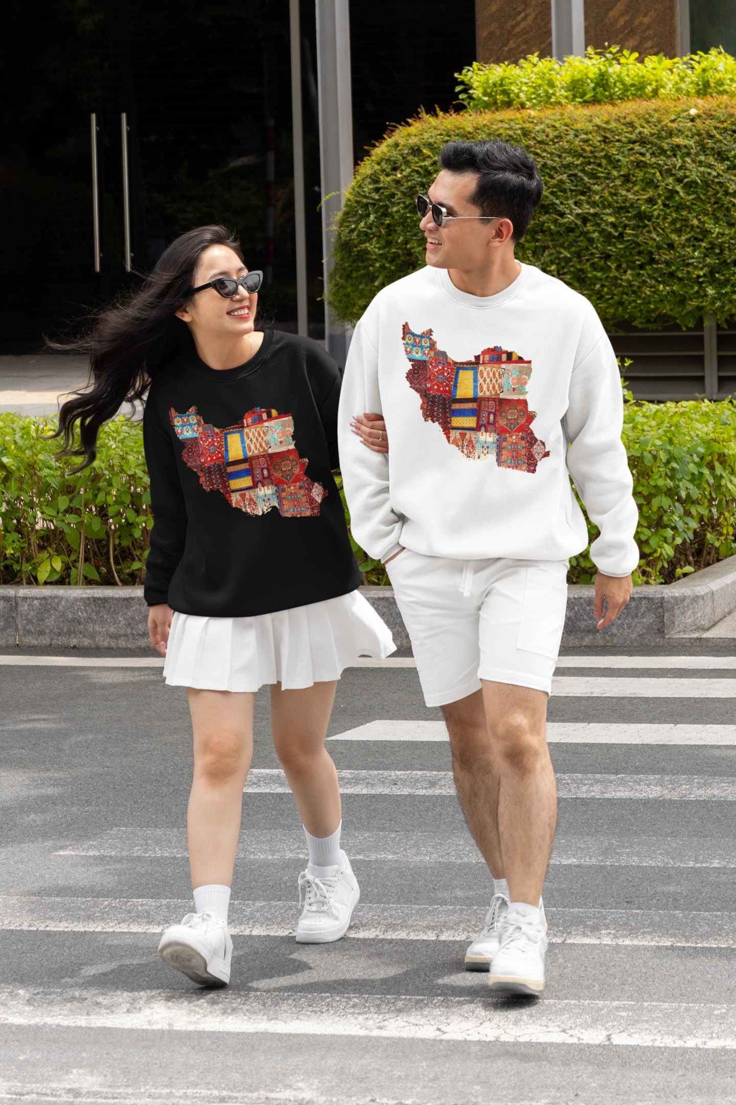 Iran Map with Rug Patterns Unisex Sweatshirt | Persian Cultural Map Sweater | Cozy Fleece Pullover | Gift for Him or Her