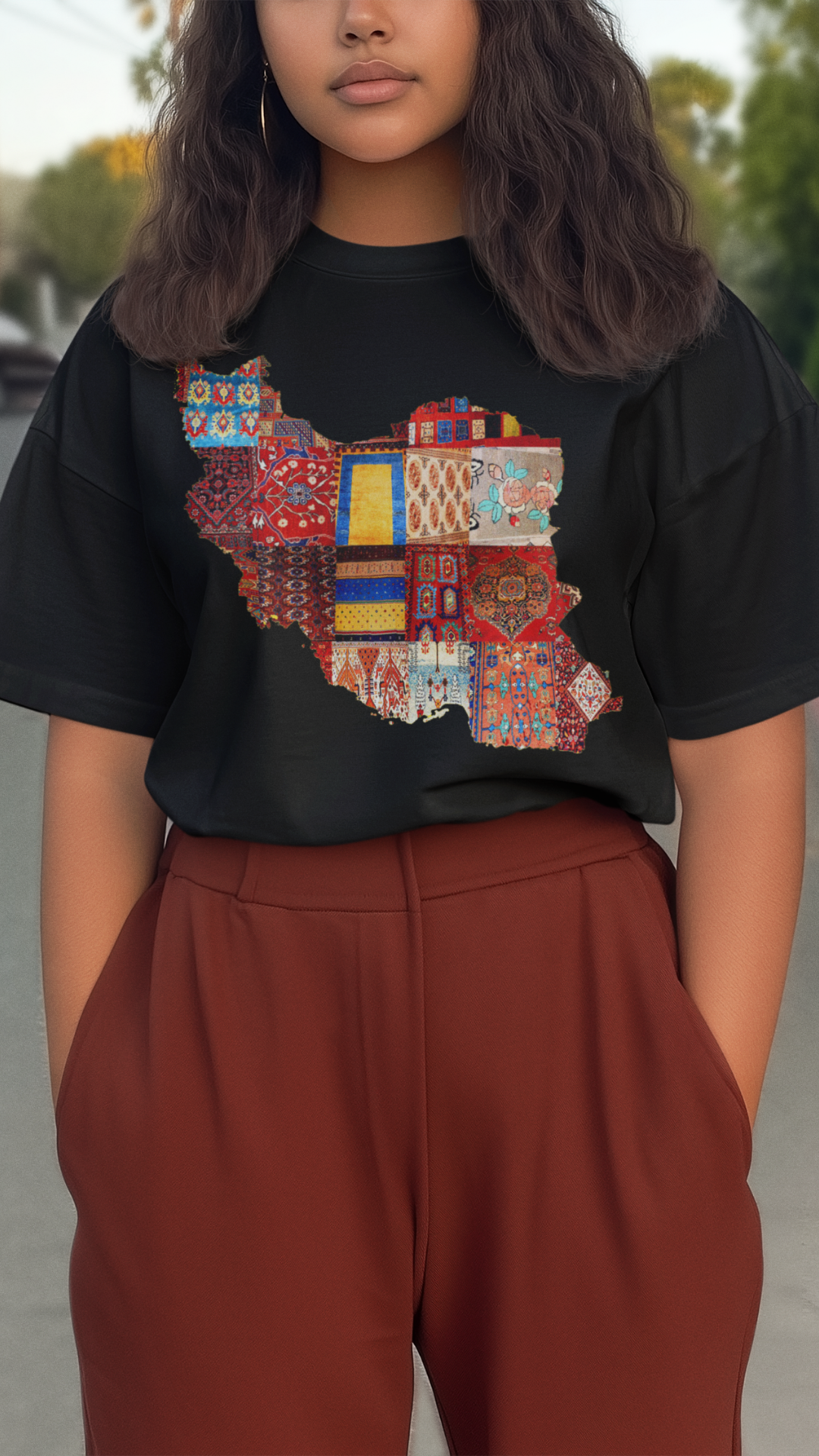 Iran Map with Rug Patterns T-shirt