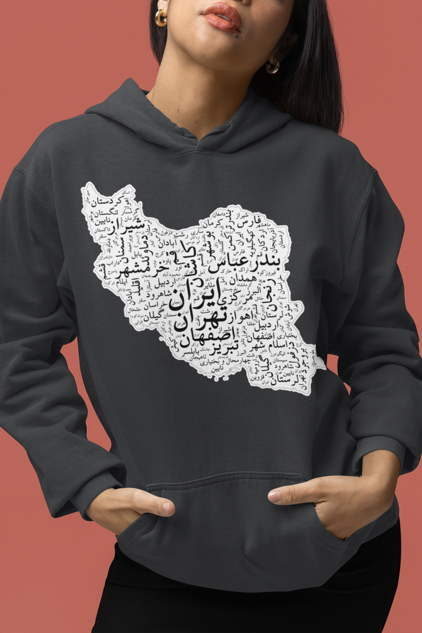 Iran Cities Retro Map Hoodie – Cozy Fleece Unisex
