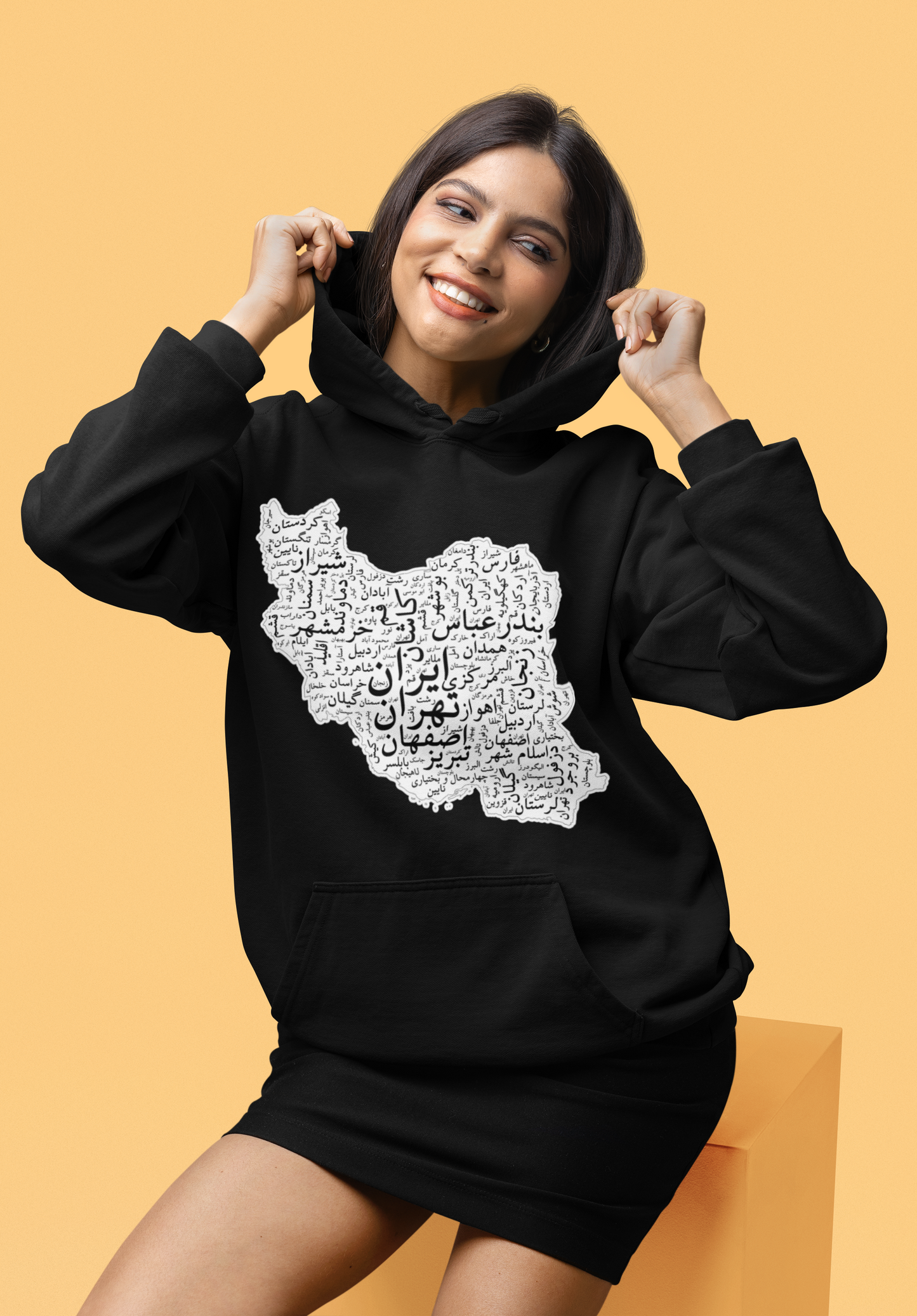 Iran Cities Retro Map Hoodie – Cozy Fleece Unisex