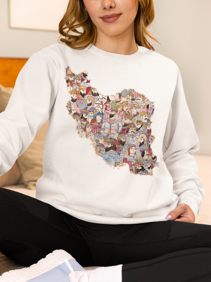 Persian Map Collage Sweatshirt – Unisex Heritage Crewneck