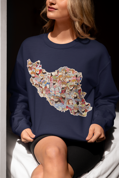 Persian Map Collage Sweatshirt – Unisex Heritage Crewneck