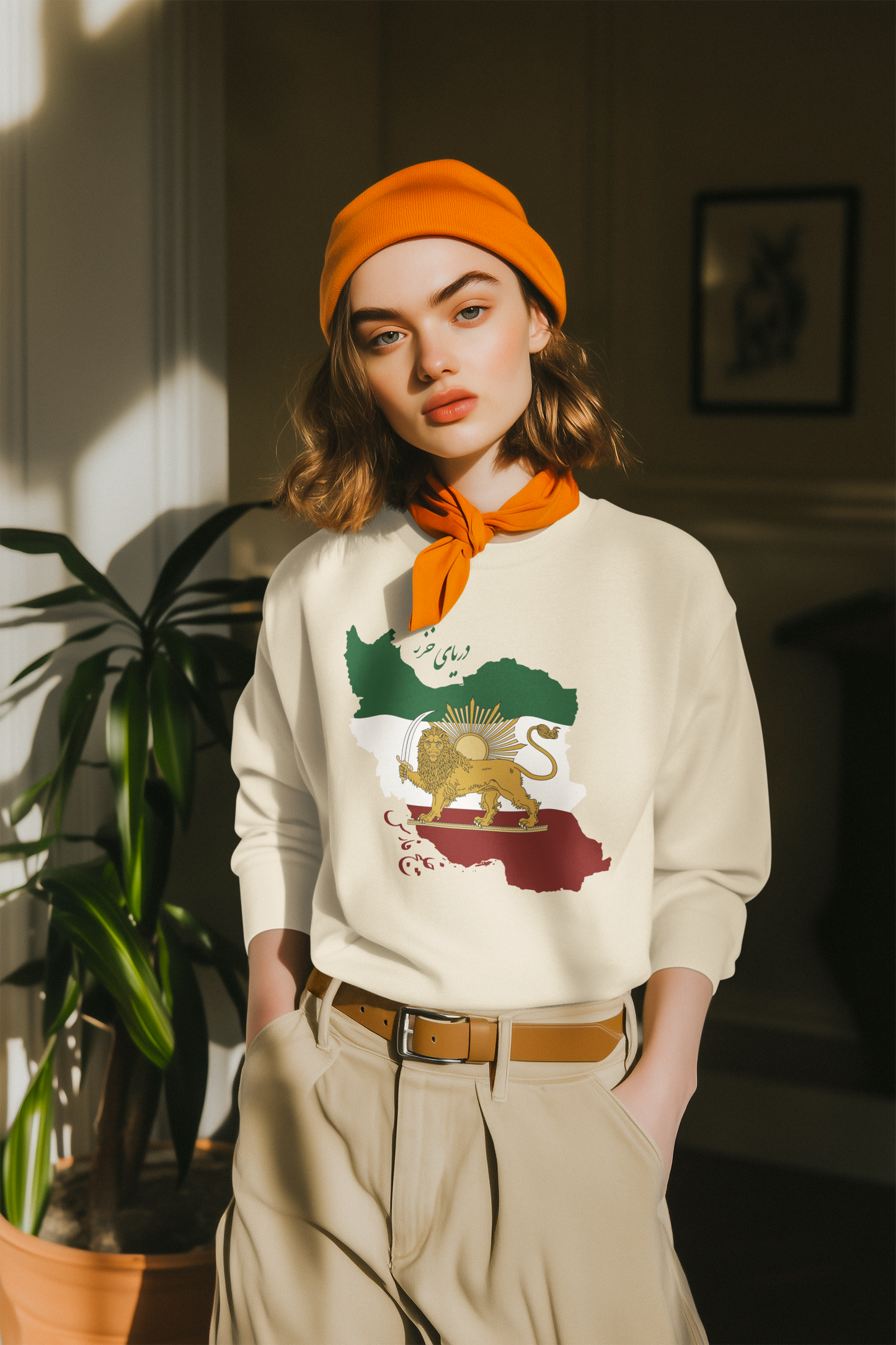 Iran Map with Shir o Khorshid Sweatshirt – Unisex Persian Cultural Crewneck